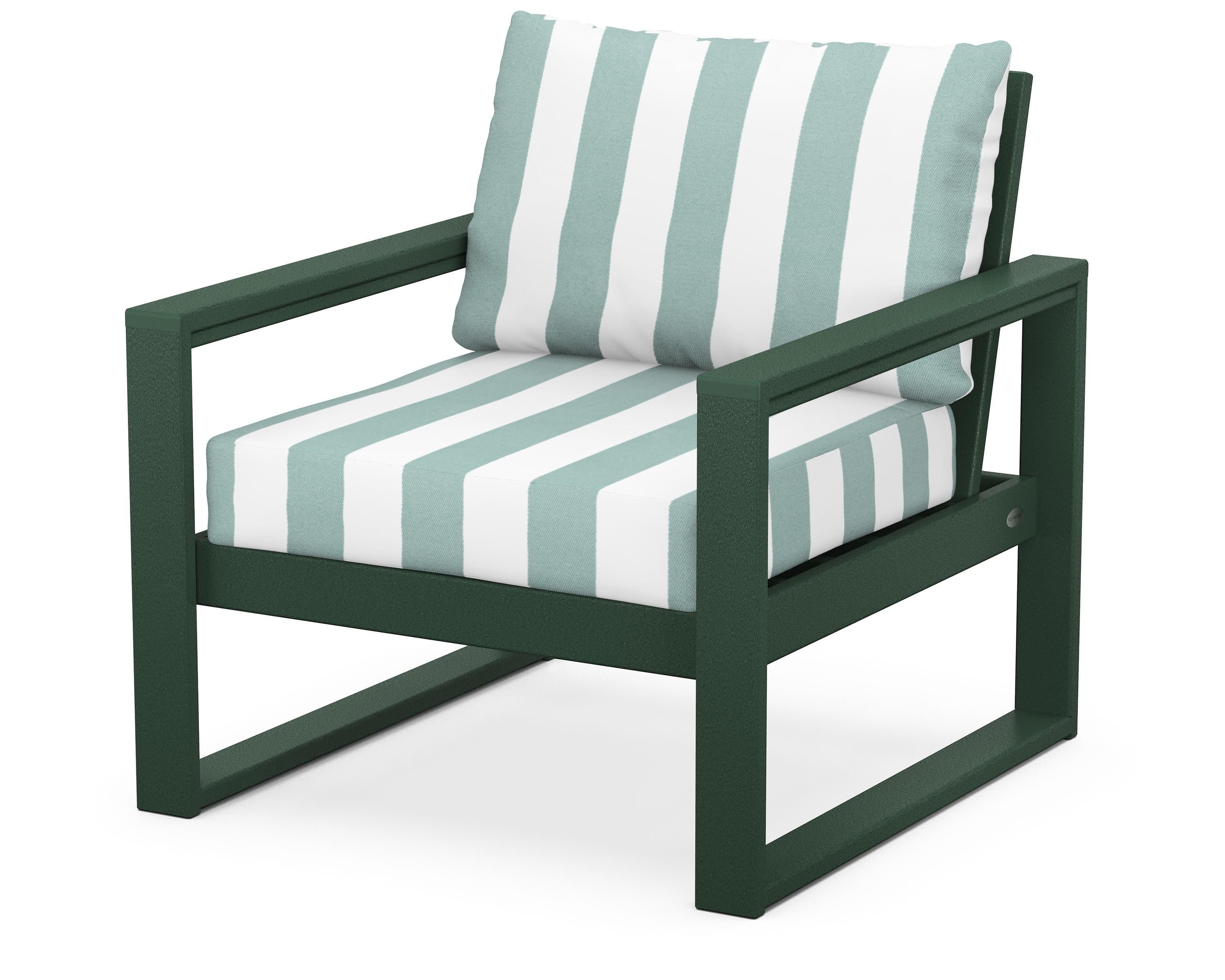 EDGE Club Chair in Green / Cabana Stripe Glacier Spa