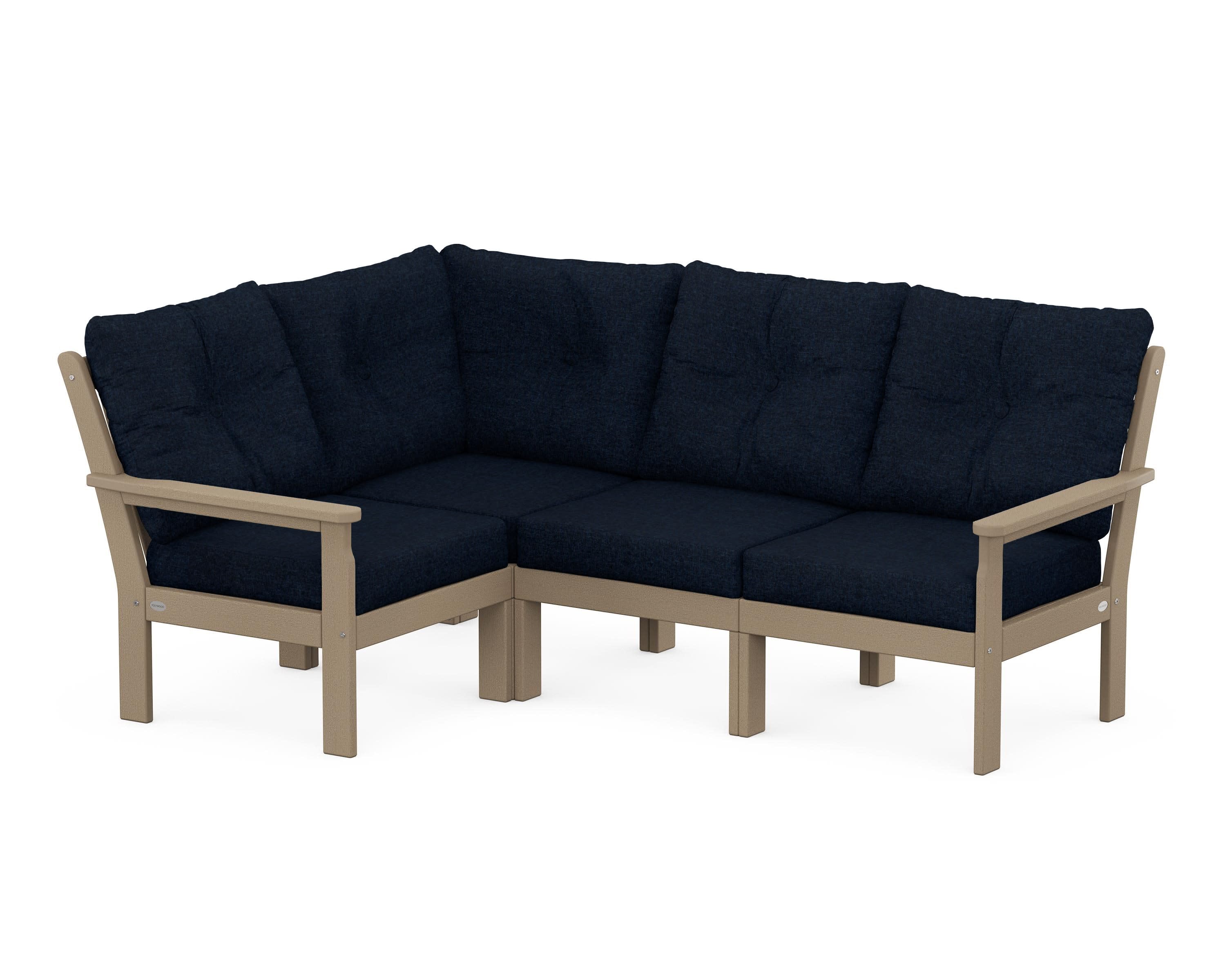 Vineyard 4-Piece Sectional in Vintage Sahara / Marine Indigo