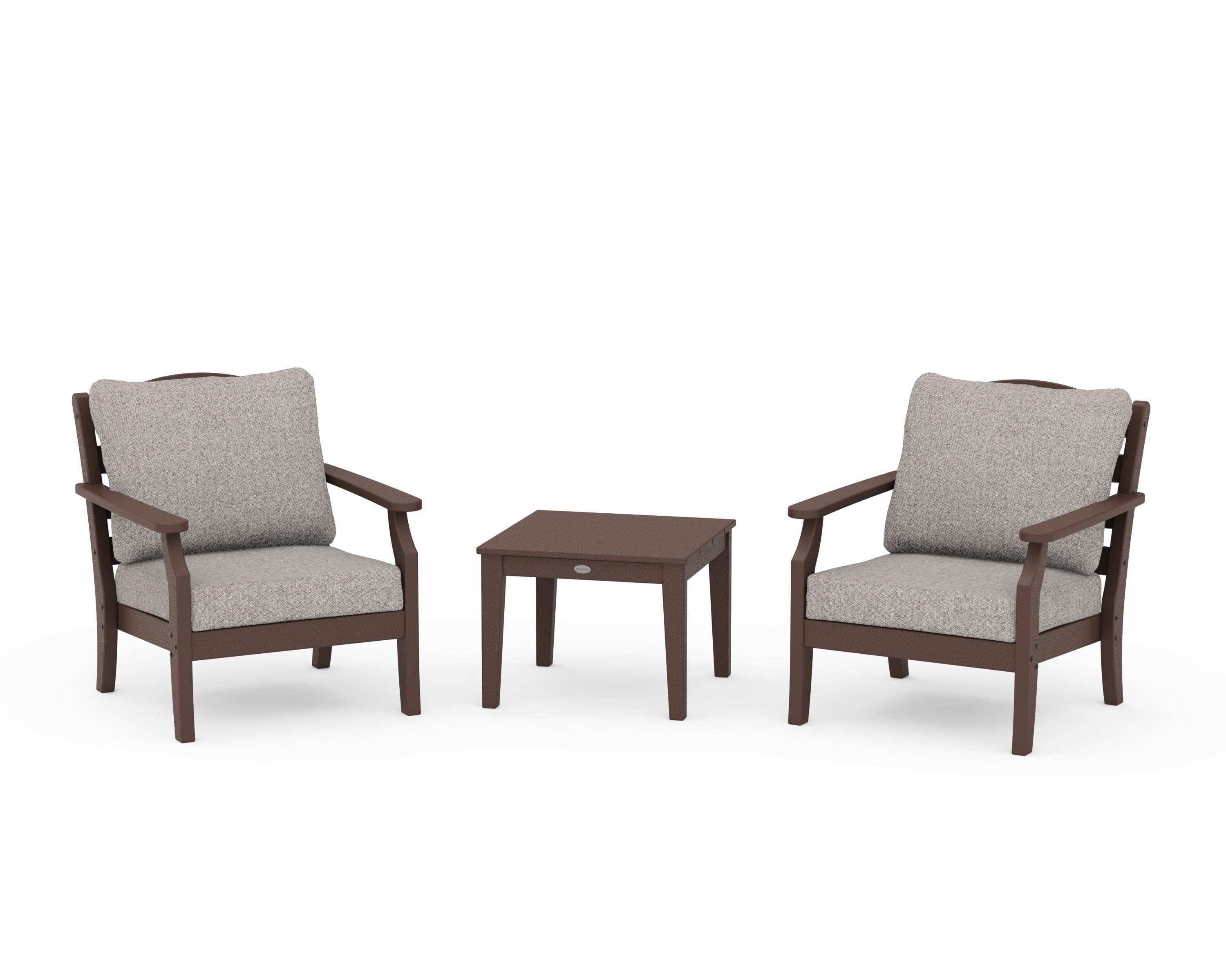 Savannah 3-Piece Deep Seating Set in Mahogany / Weathered Tweed