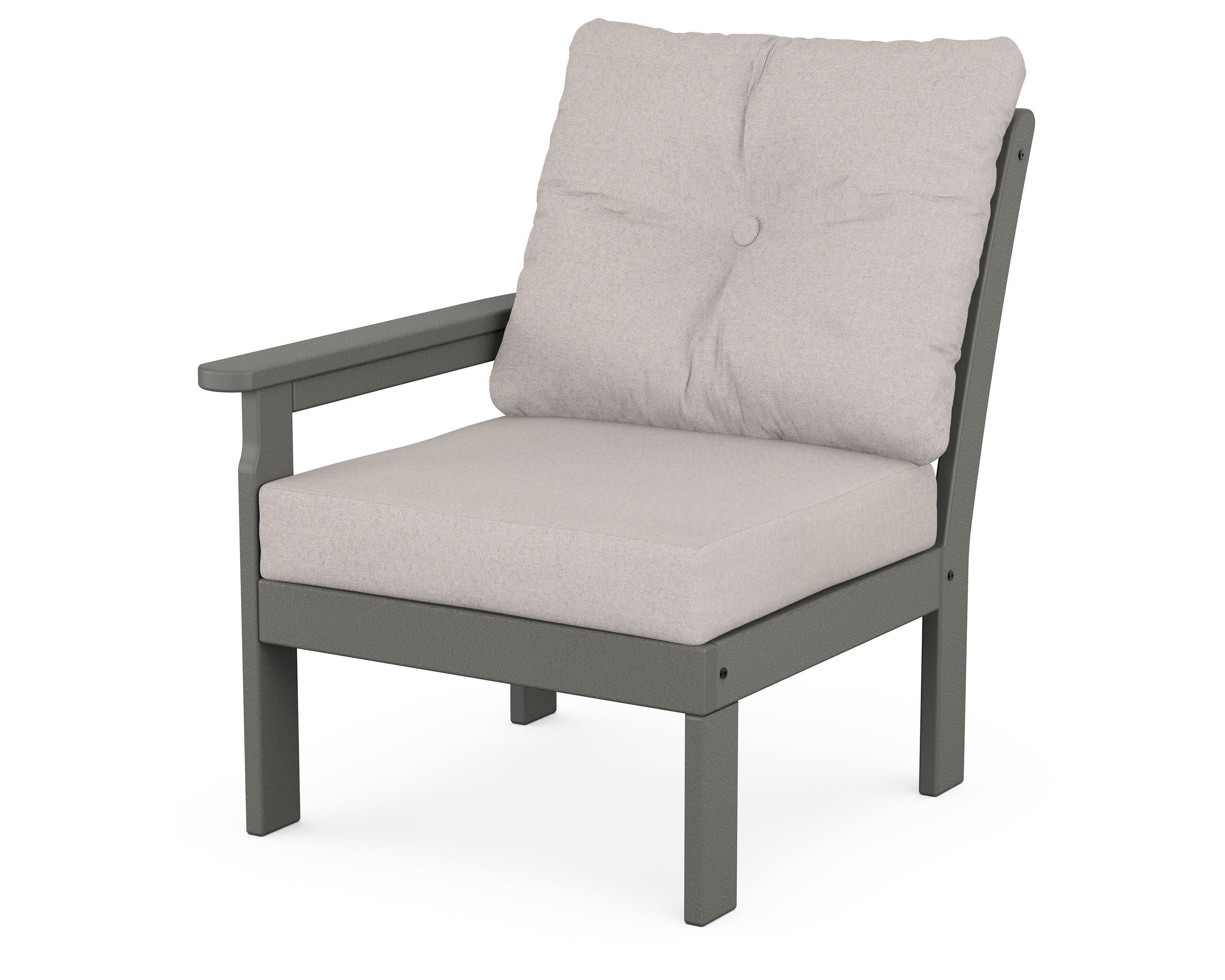 Vineyard Modular Left Arm Chair in Slate Grey / Dune Burlap