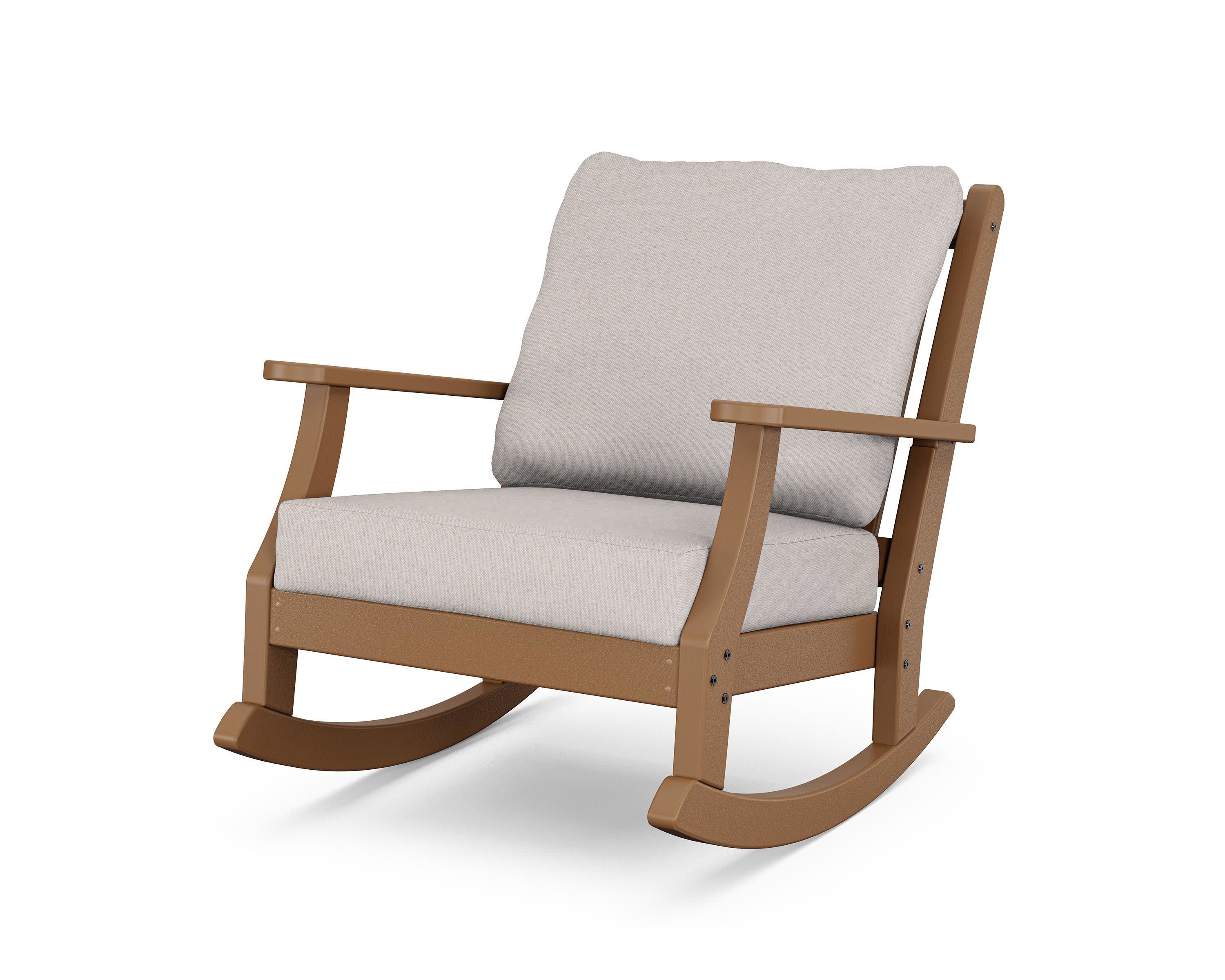 Wovendale Deep Seating Rocking Chair in Teak / Dune Burlap