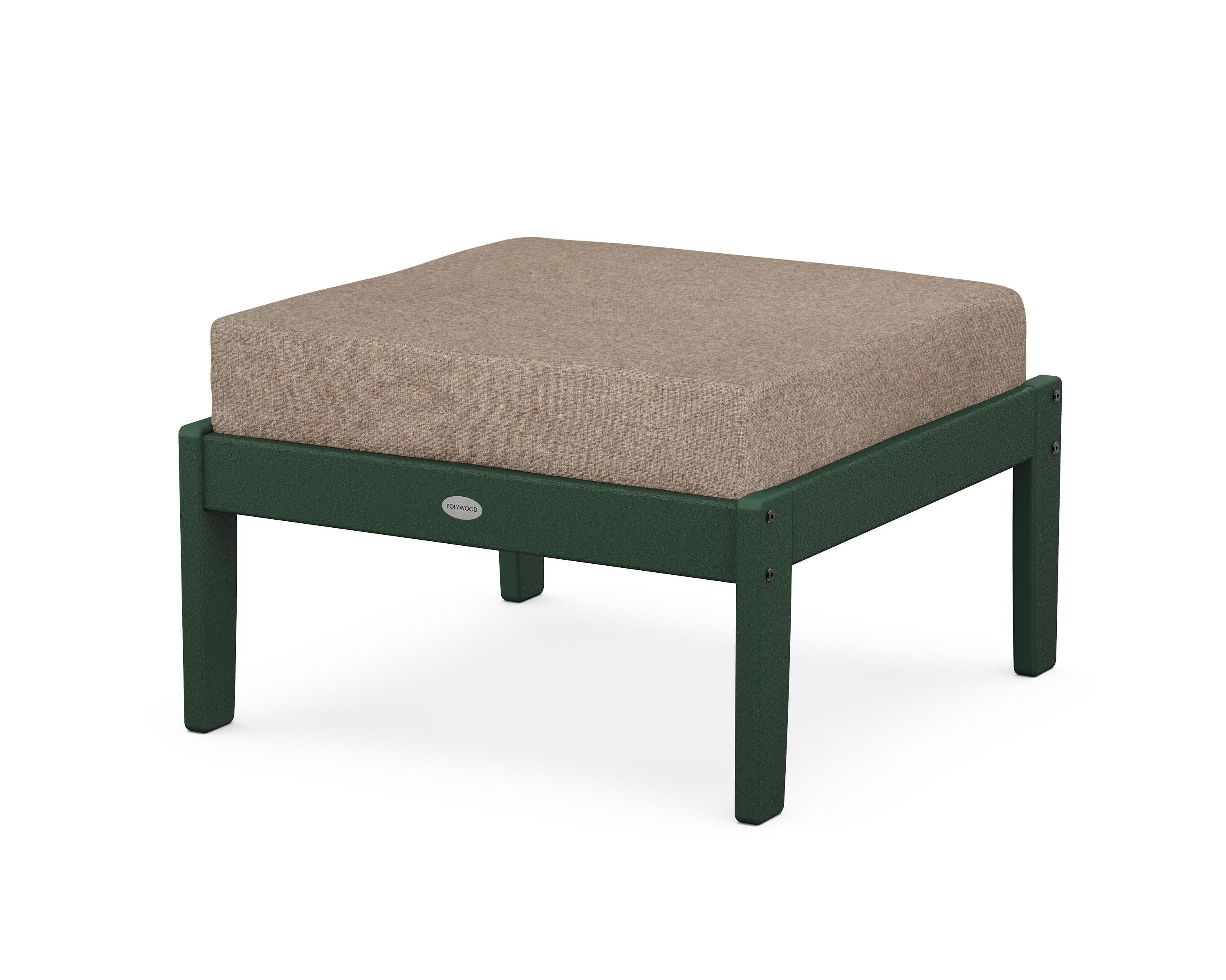 Braxton Deep Seating Ottoman in Green / Spiced Burlap