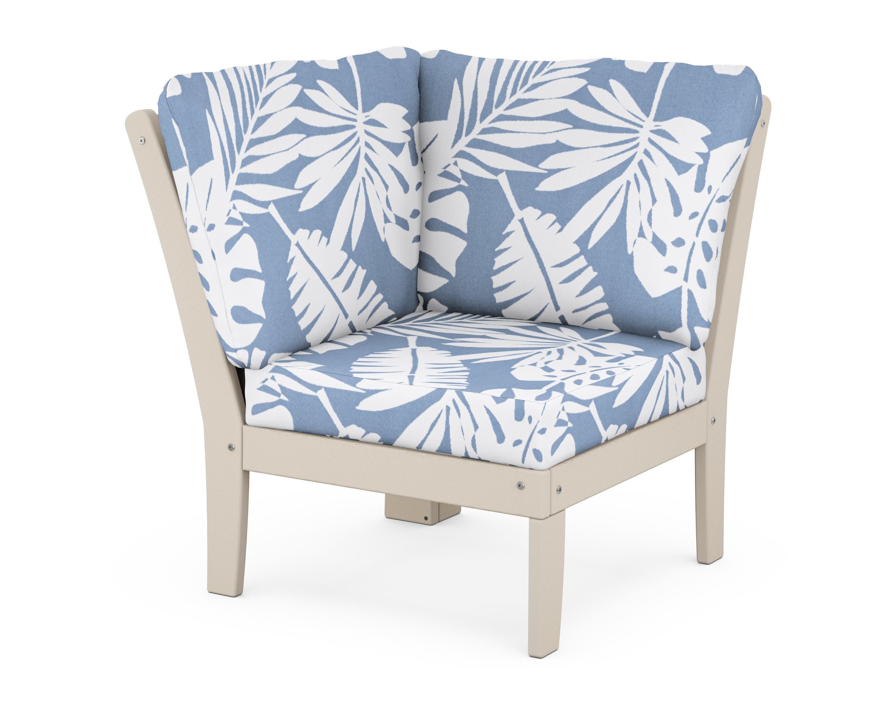 Braxton Modular Corner Chair in Sand / Leaf Sky Blue