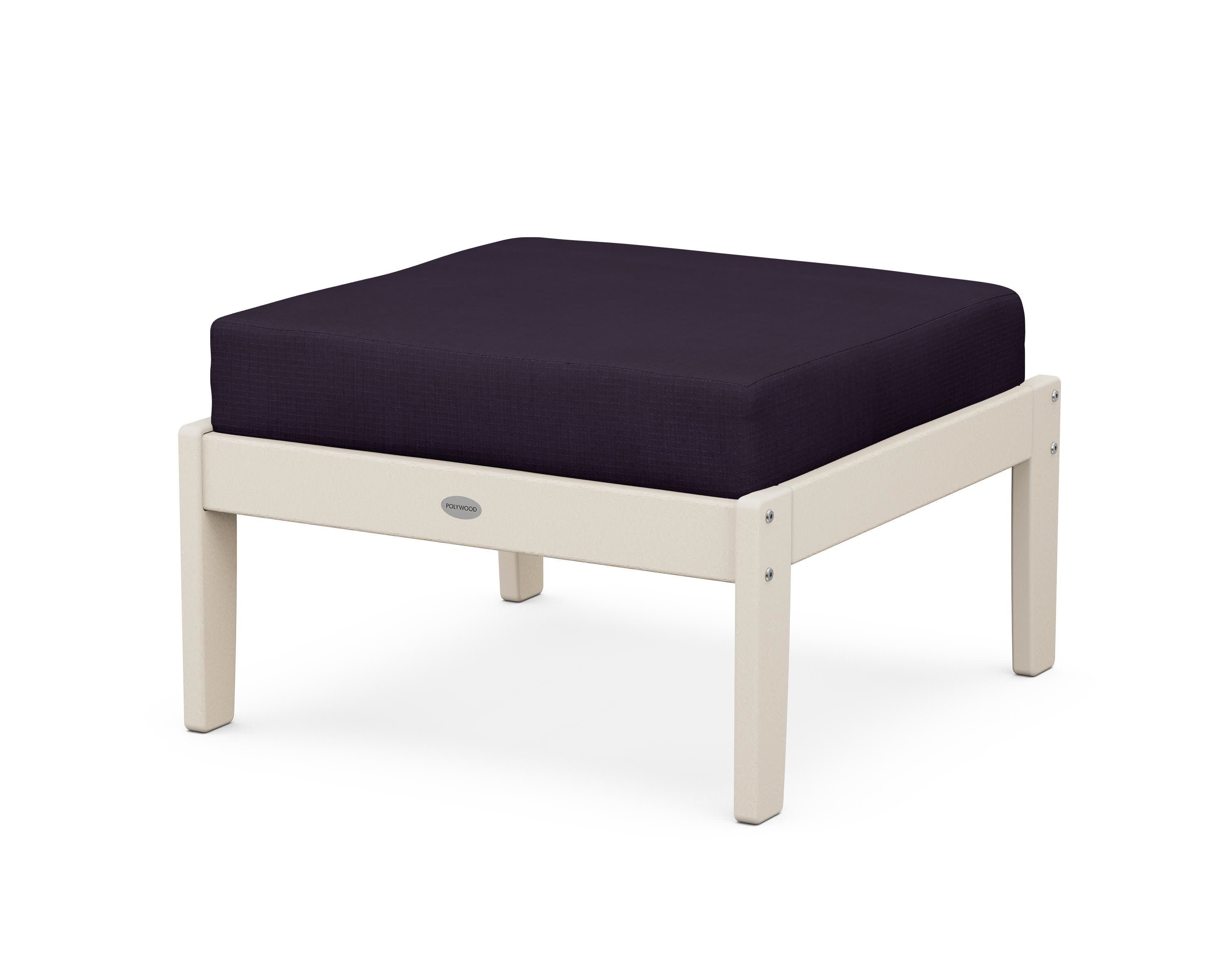 Braxton Deep Seating Ottoman in Sand / Navy Linen