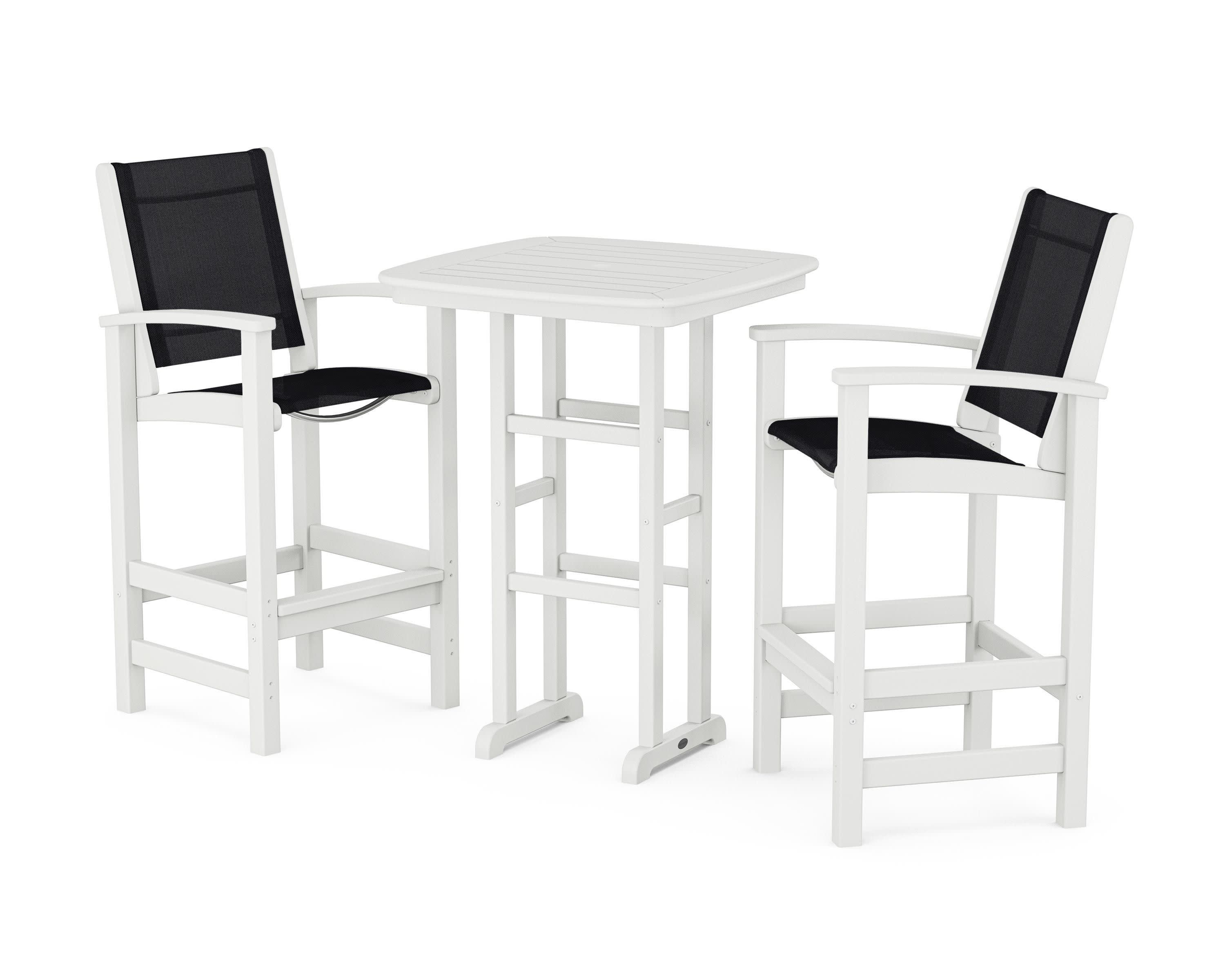 Coastal 3-Piece Bar Set in White / Black Sling