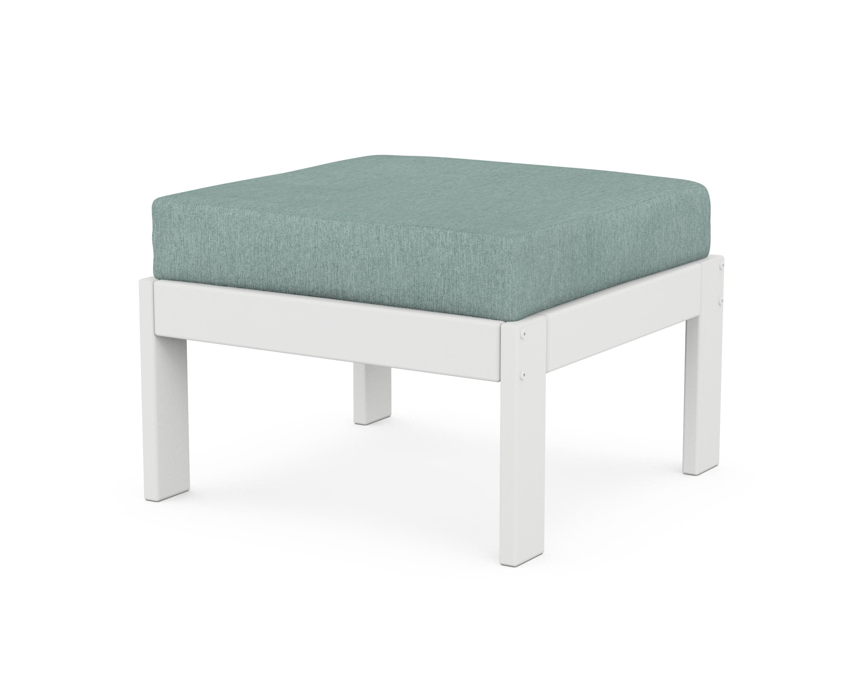 Vineyard Modular Ottoman in White / Glacier Spa
