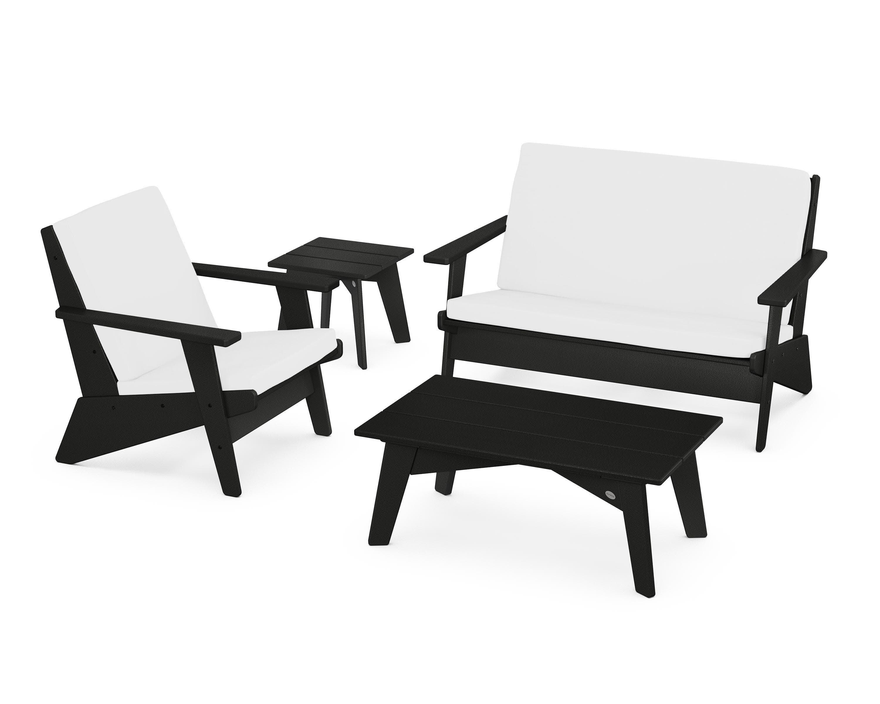 Riviera Modern Lounge 4-Piece Set in Black / Natural