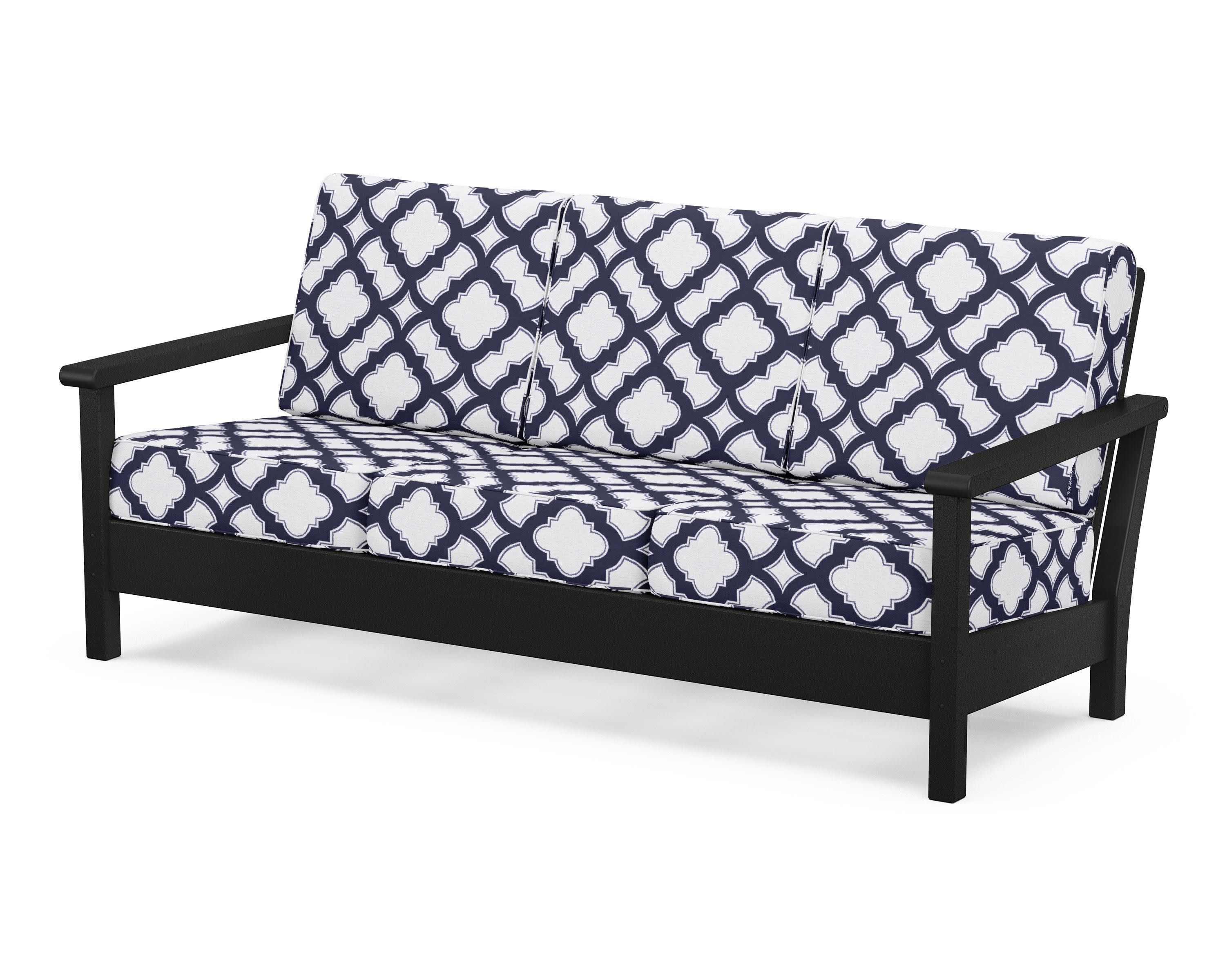Harbour Deep Seating Sofa in Black / Trellis Navy