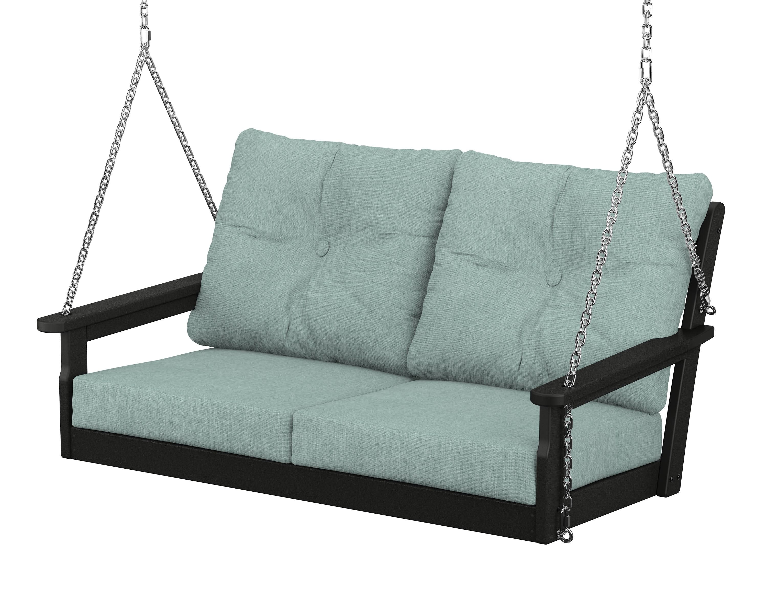 Vineyard Deep Seating Swing in Black / Glacier Spa