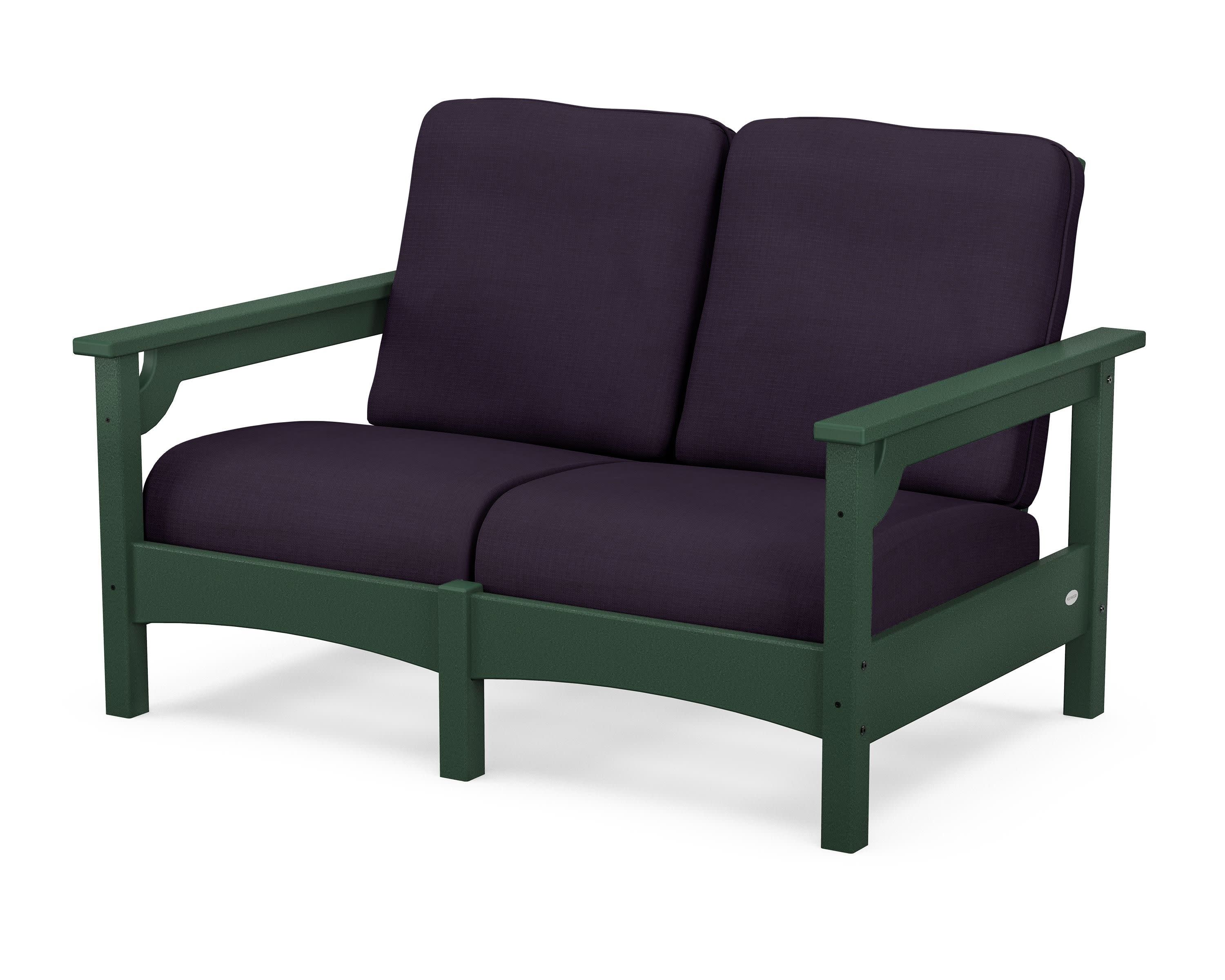 Club Loveseat in Green / Navy Linen