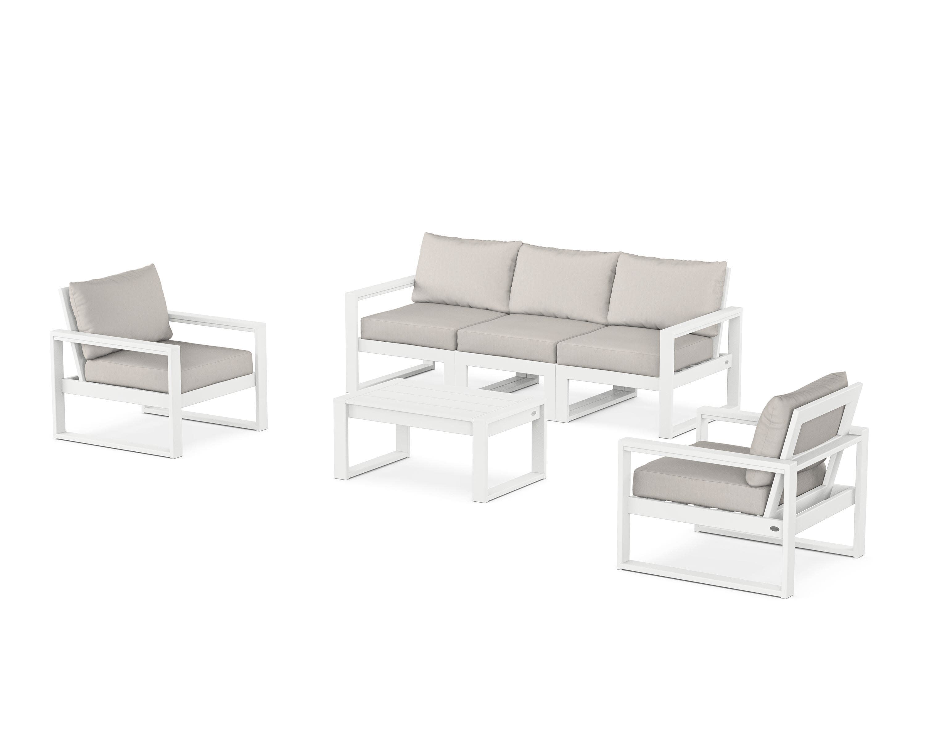 EDGE Sectional 4-Piece Deep Seating Set with Sofa in White / Cast Ash