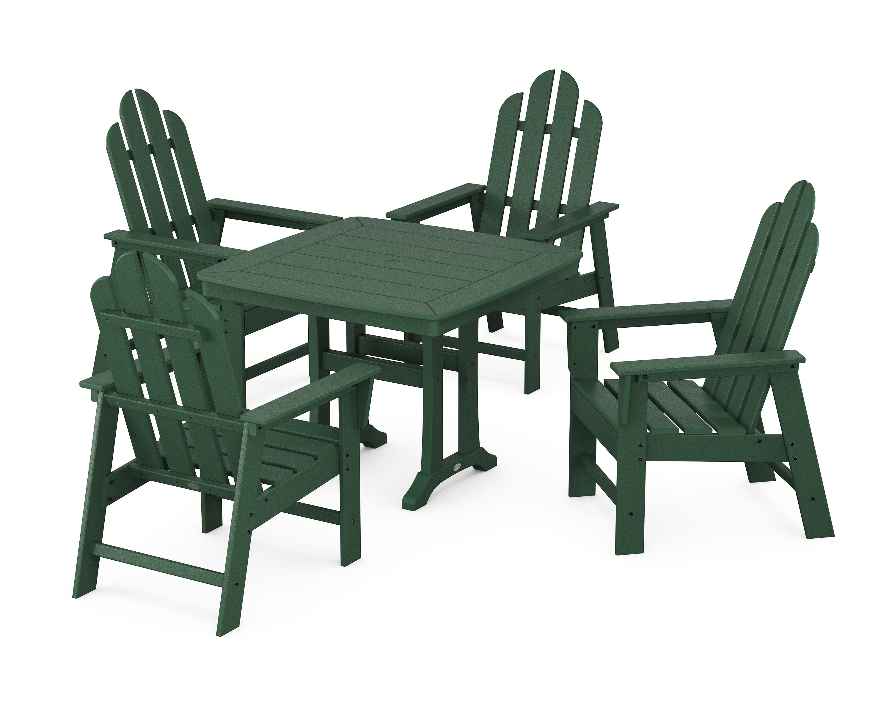 Long Island 5-Piece Dining Set with Trestle Legs in Green