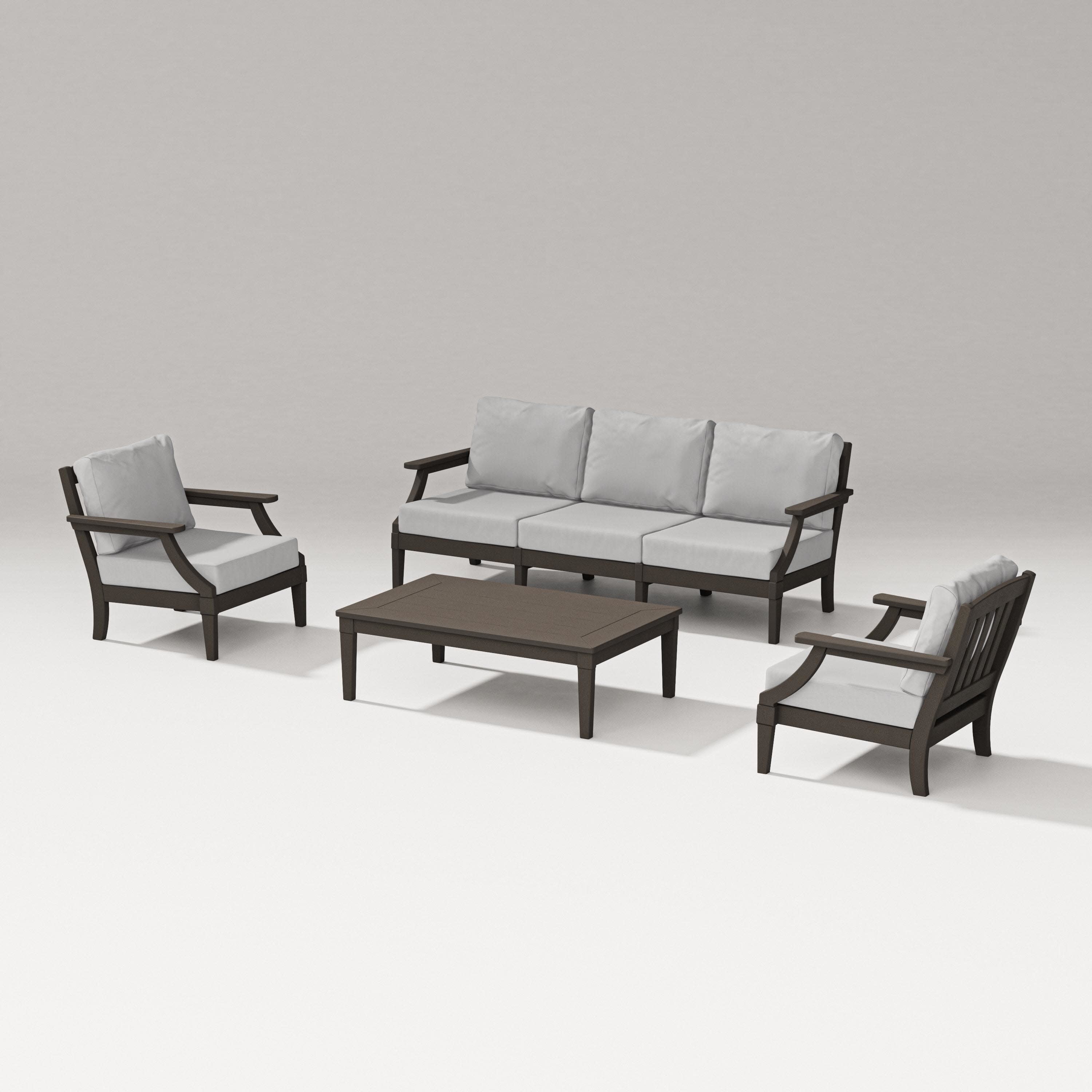 Estate 4-Piece Lounge Sofa Set in Vintage Coffee / Diamond in the Rough