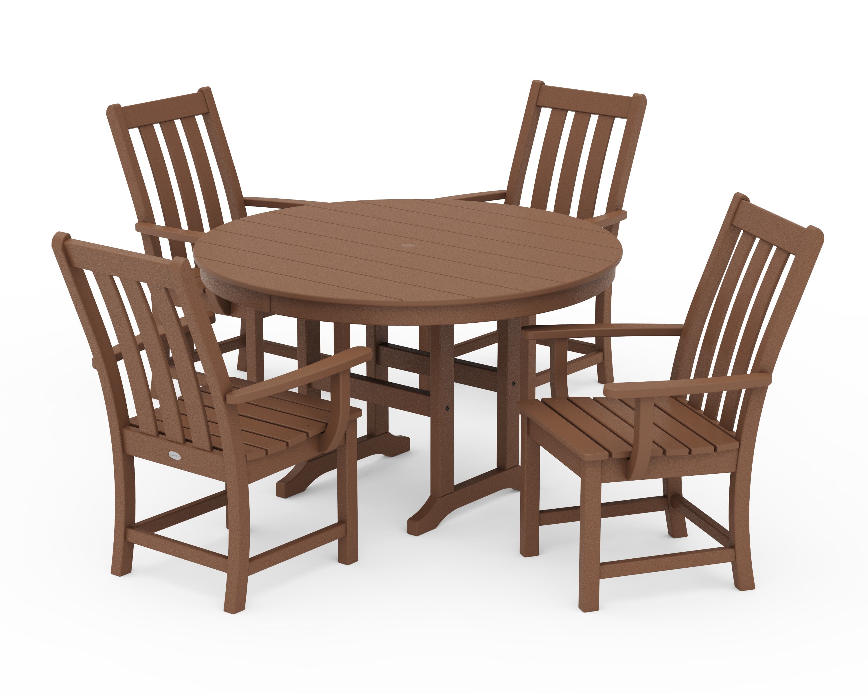 Vineyard 5-Piece Round Farmhouse Dining Set in Teak