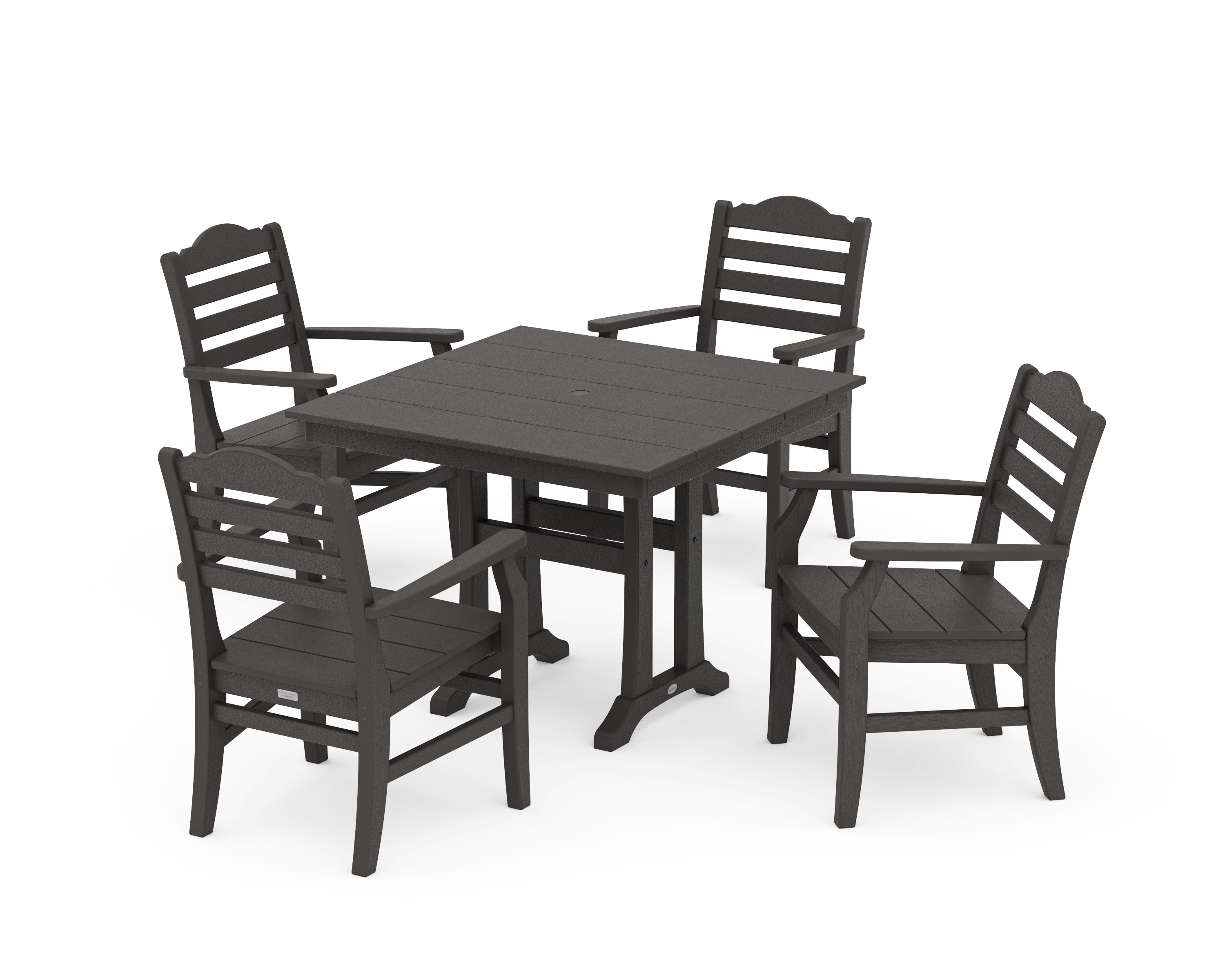 Savannah 5-Piece Farmhouse Dining Set with Trestle Legs in Vintage Coffee