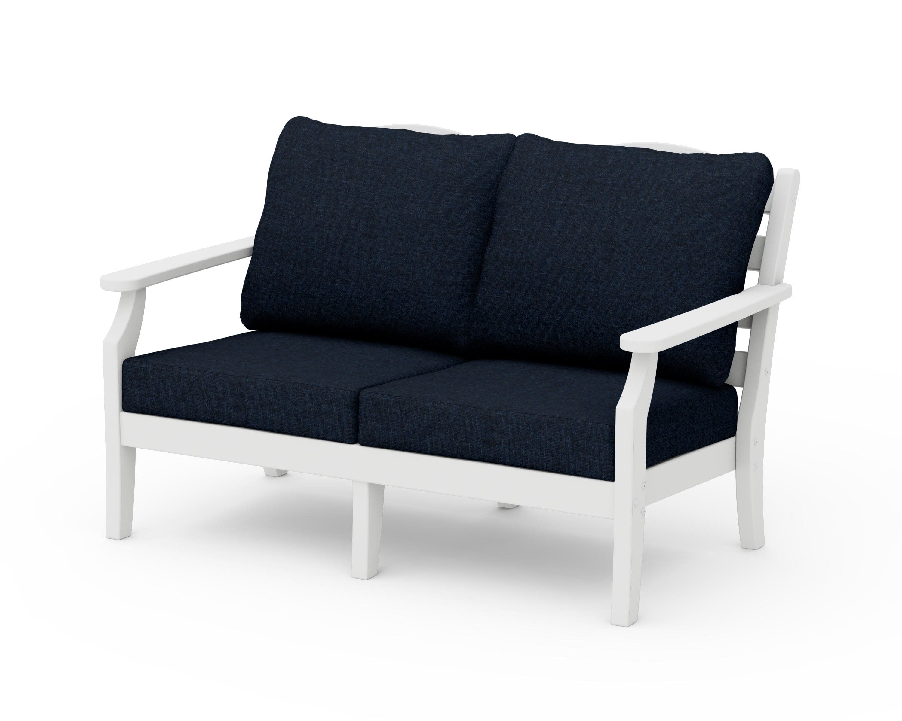 Savannah Deep Seating Loveseat in White / Marine Indigo