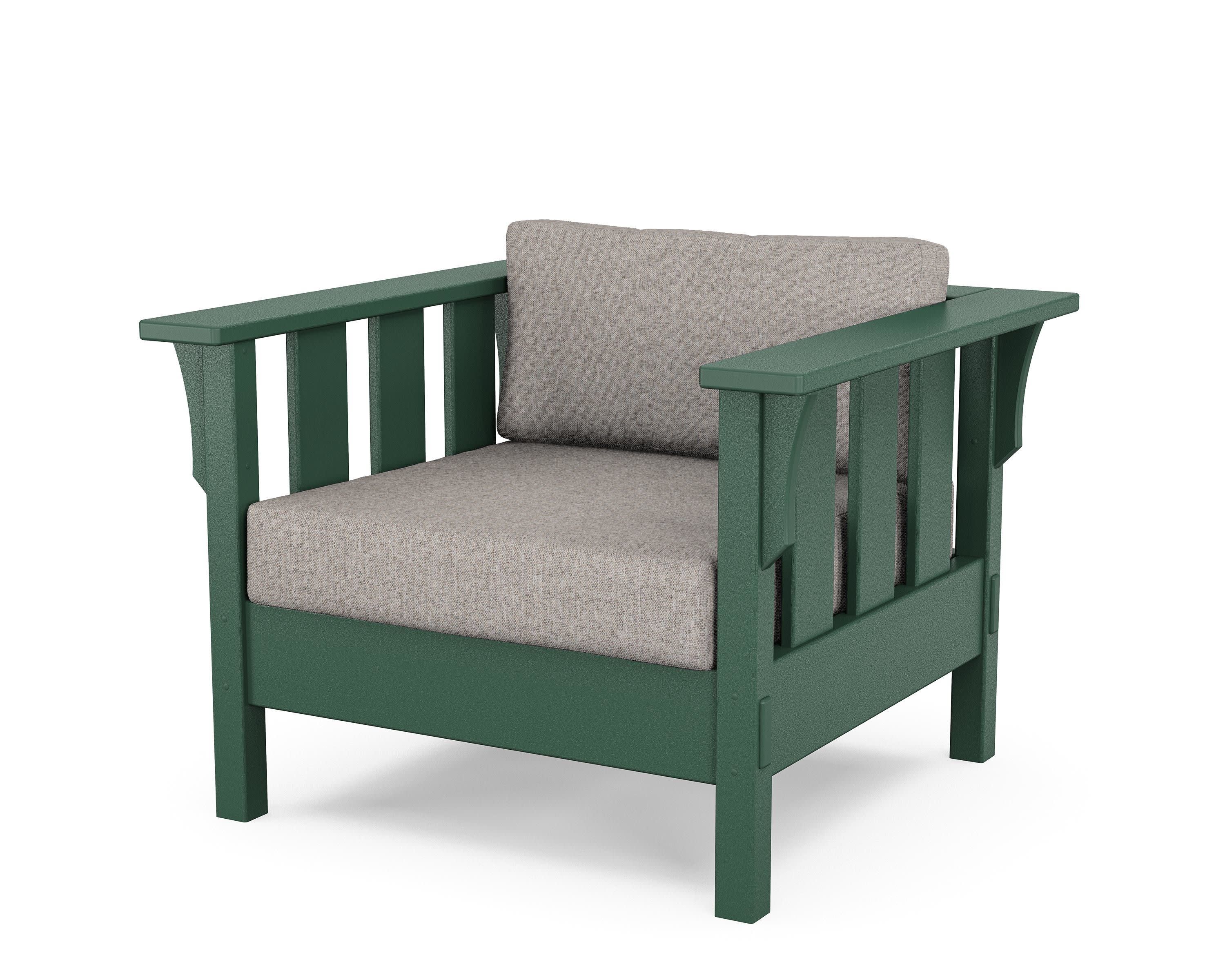 Acadia Deep Seating Chair in Green / Weathered Tweed