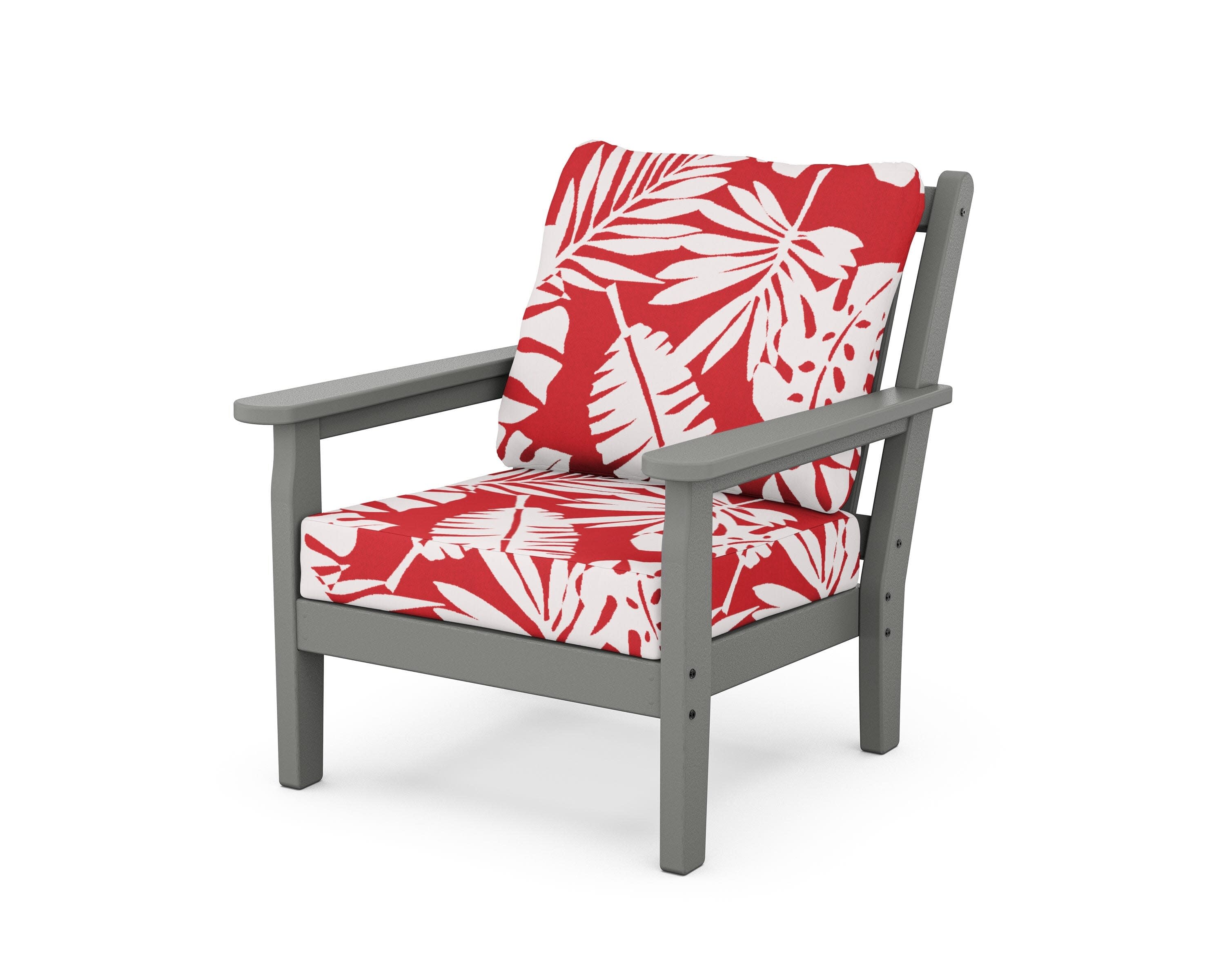 Chippendale Deep Seating Chair in Slate Grey / Leaf Crimson