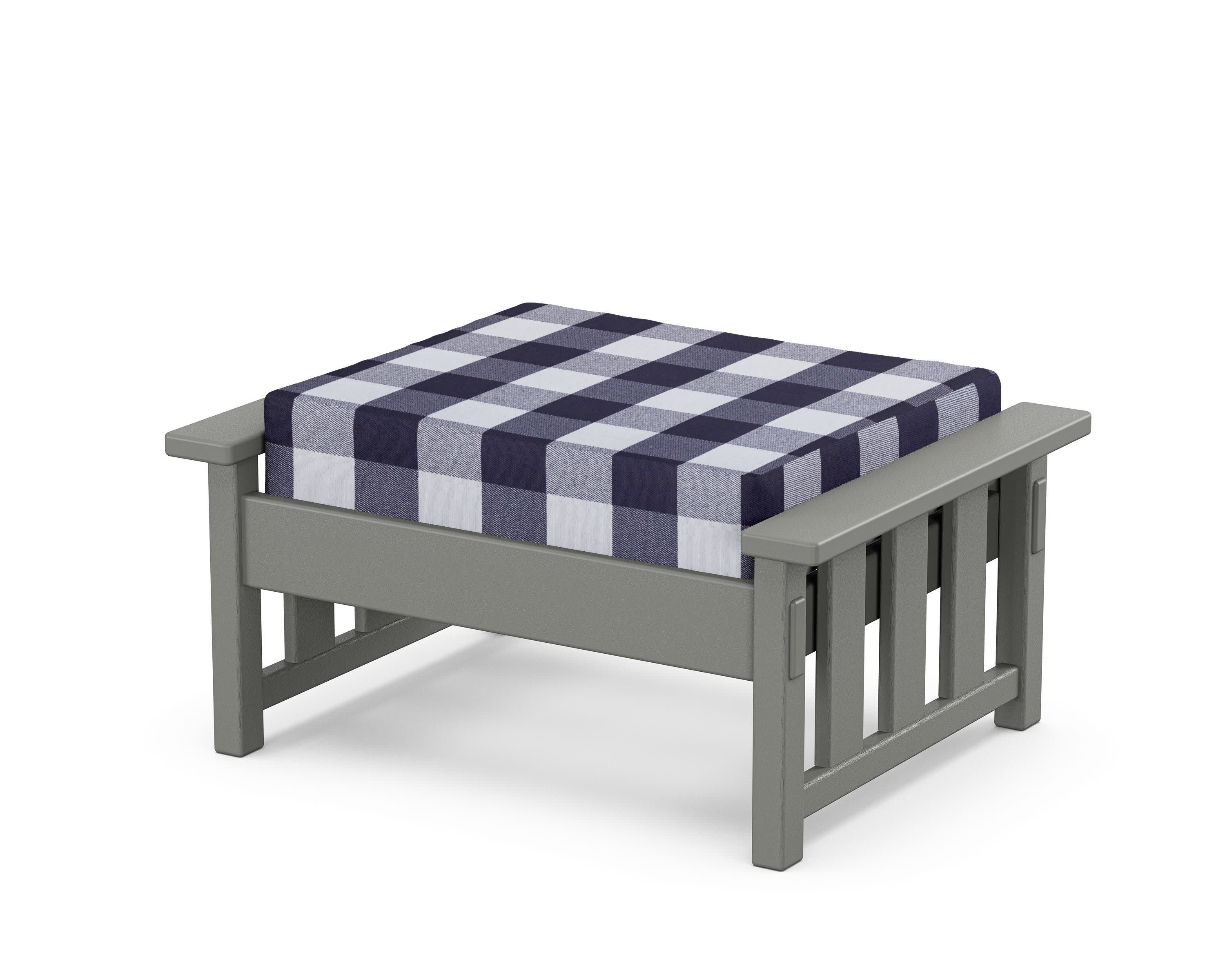 Acadia Deep Seating Ottoman in Slate Grey / Buffalo Plaid Navy