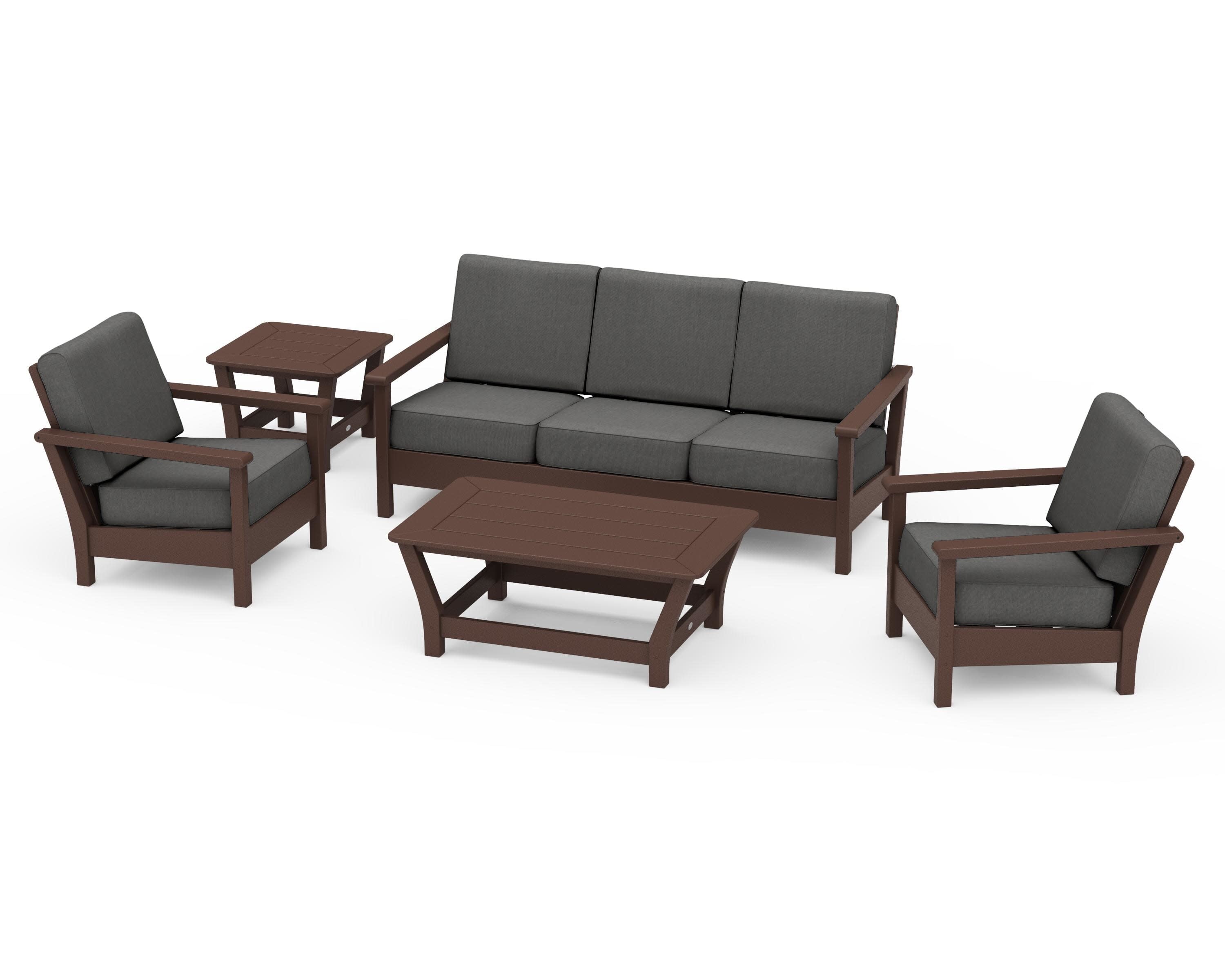 Harbour 5-Piece Deep Seating Set in Mahogany / Spectrum Carbon