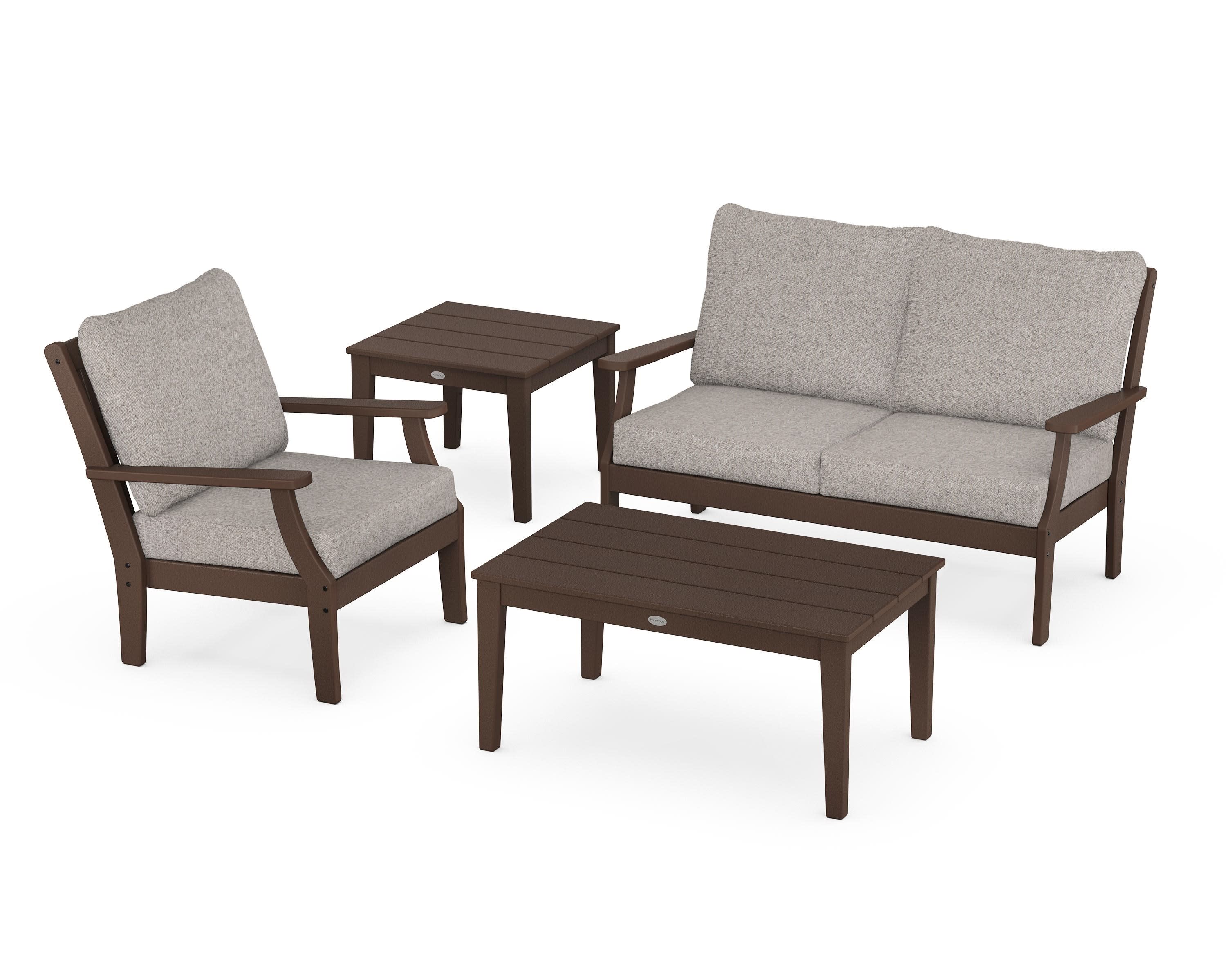 Braxton 4-Piece Deep Seating Set in Mahogany / Weathered Tweed