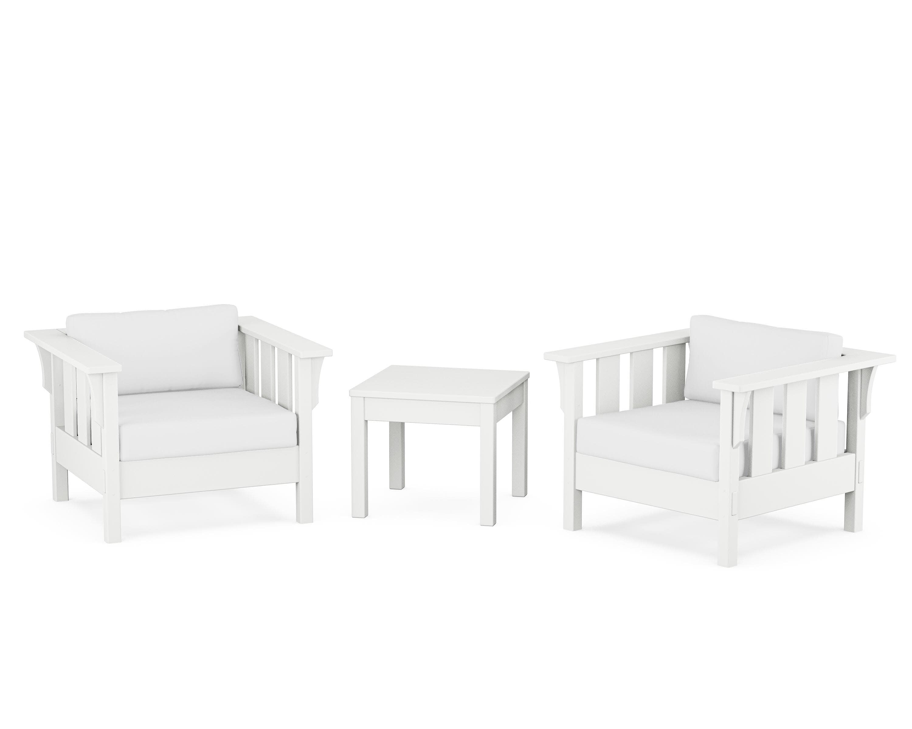 Acadia 3-Piece Deep Seating Set in White / Natural