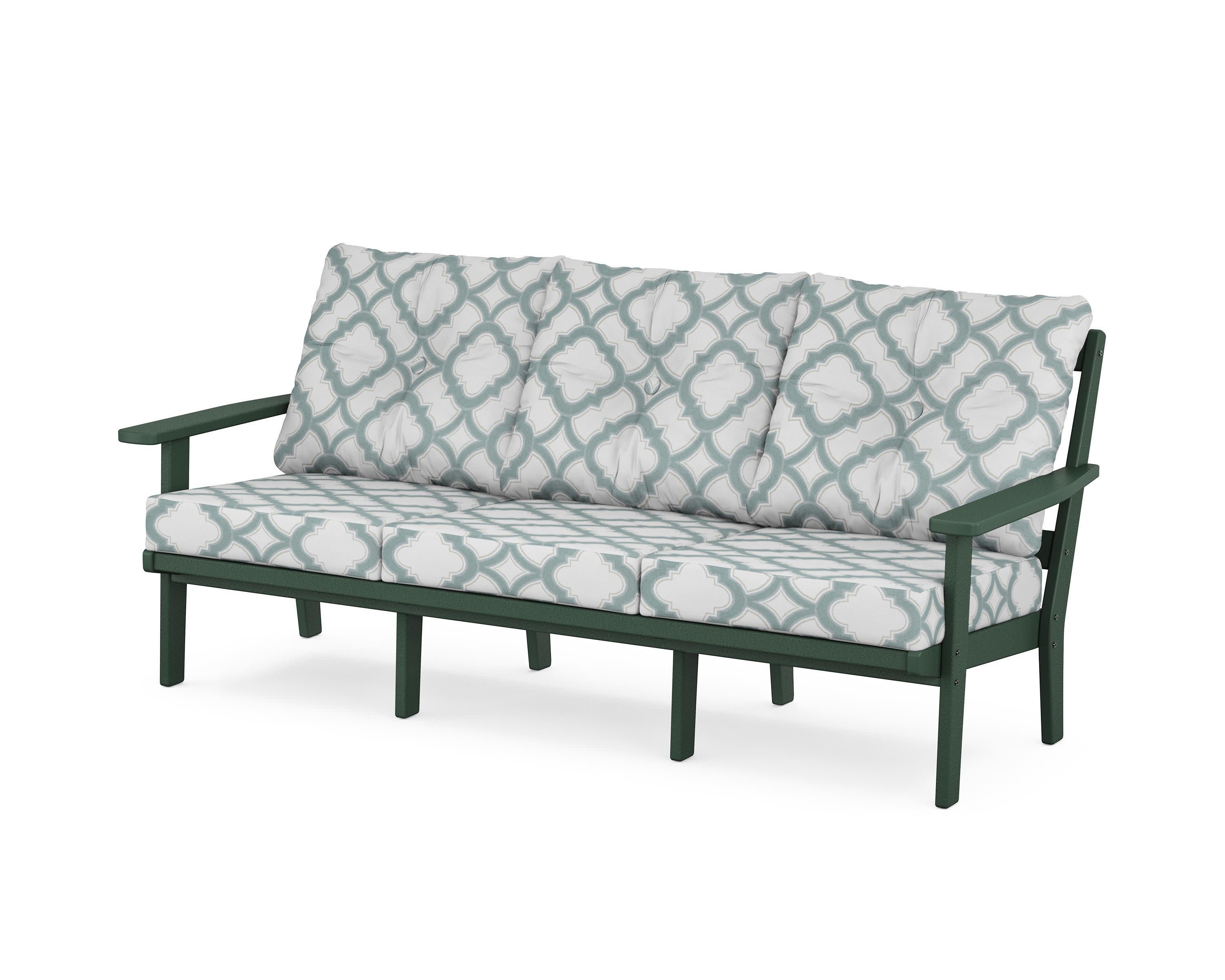 Oxford Deep Seating Sofa in Green / Trellis Glacier Spa