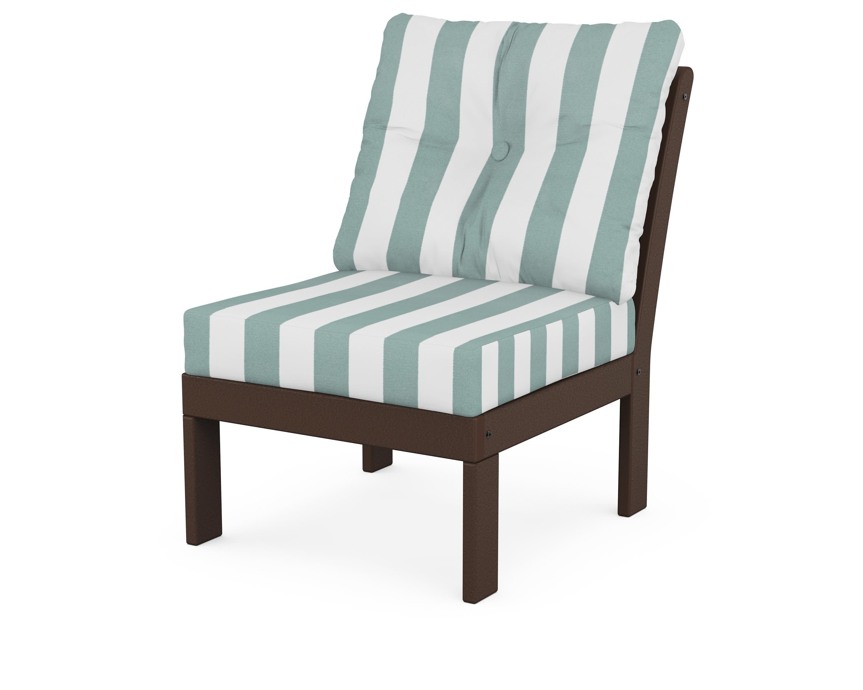 Vineyard Modular Armless Chair in Mahogany / Cabana Stripe Glacier Spa