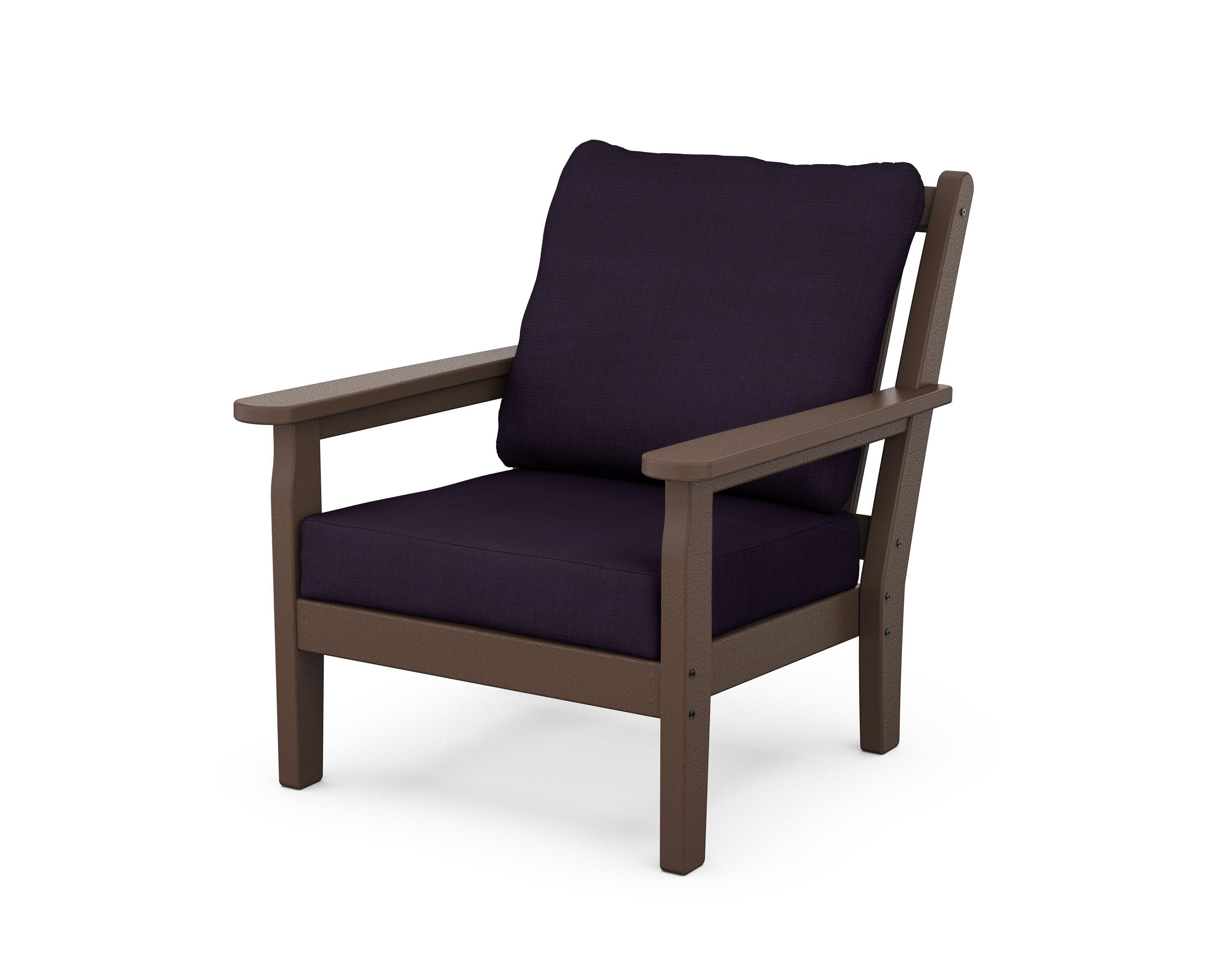 Chippendale Deep Seating Chair in Mahogany / Navy Linen