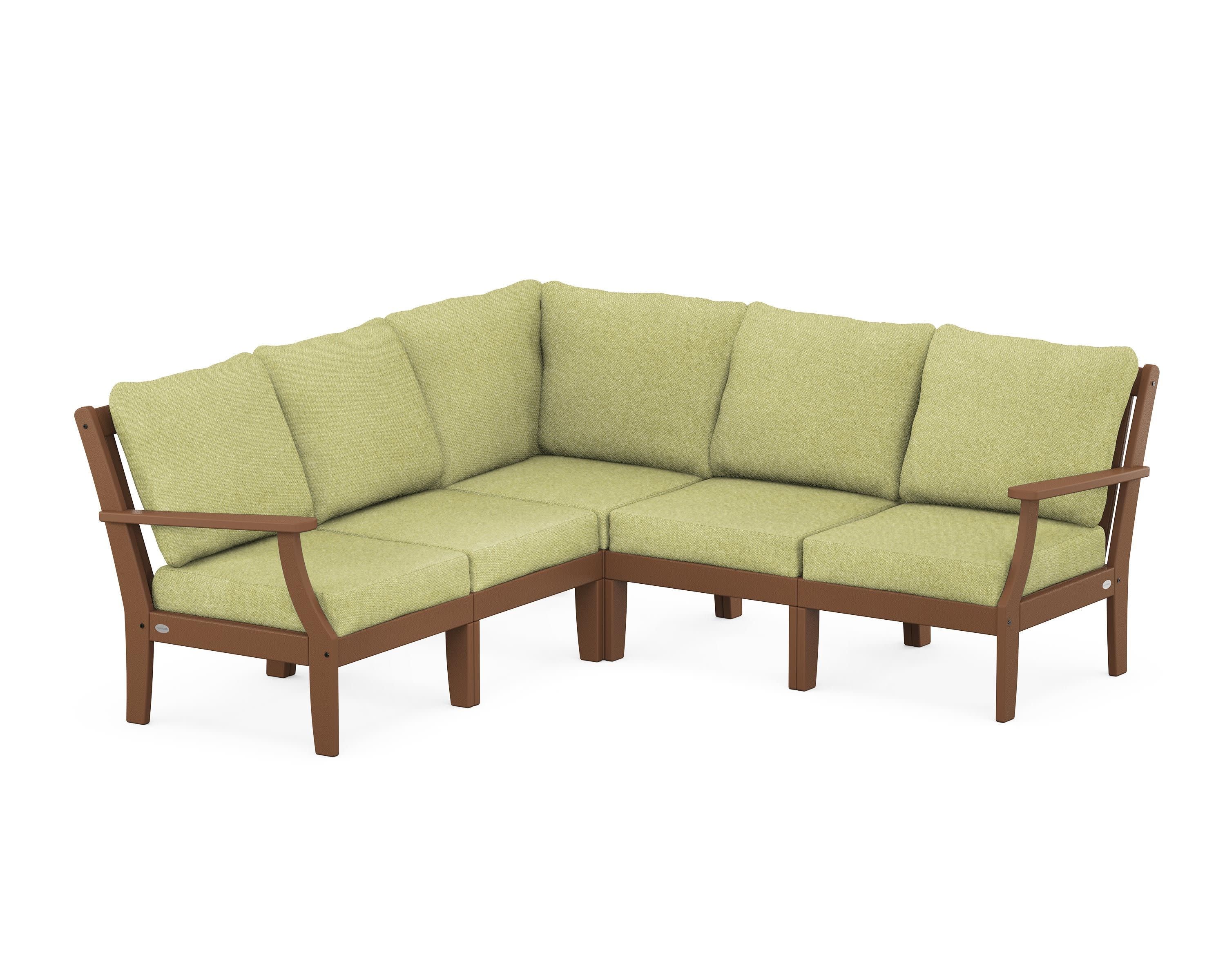 Braxton Modular 5-Piece Deep Seating Set in Teak / Chartreuse Boucle