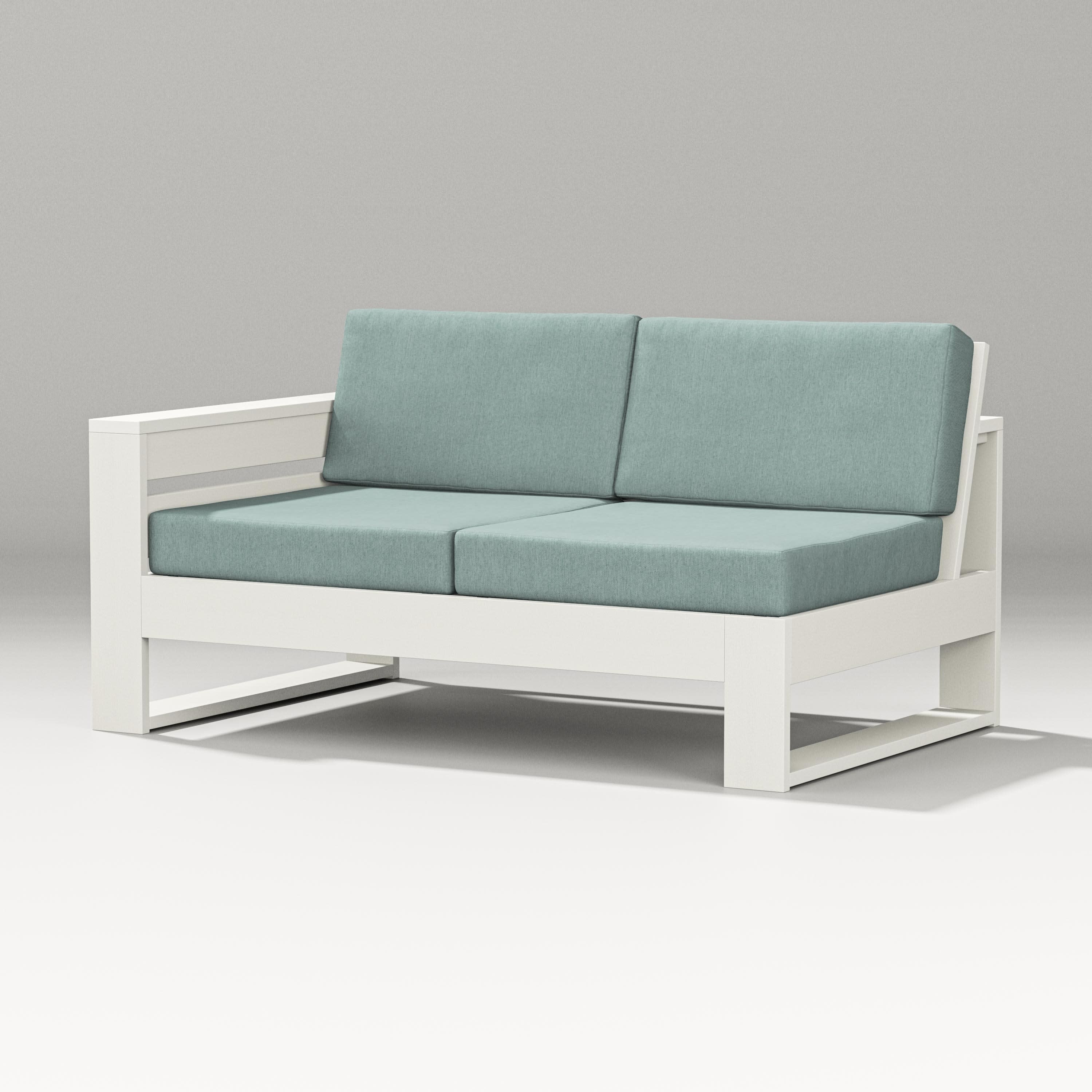 Latitude Modular Left Arm Loveseat in Vintage White / Glacier Spa
