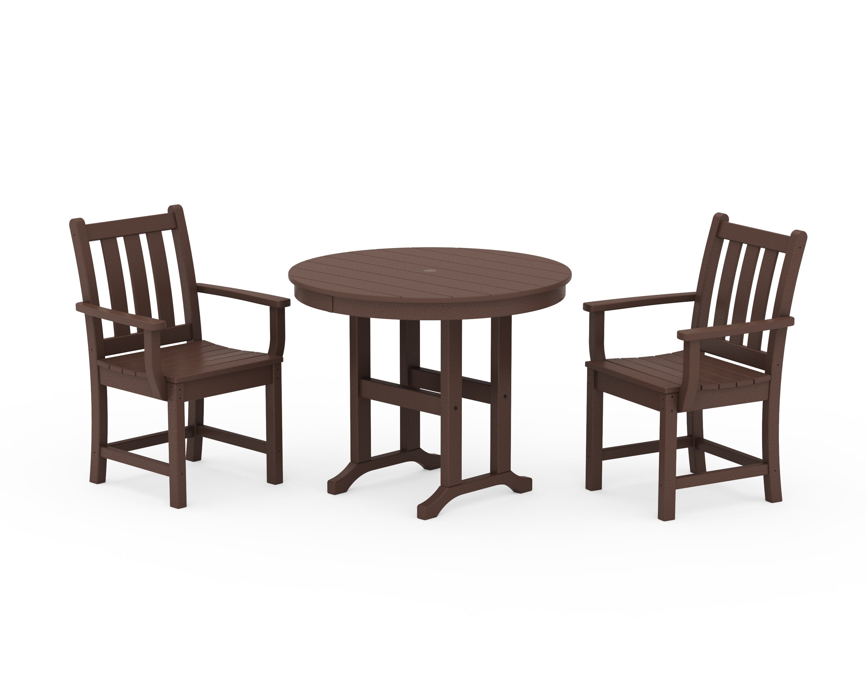 Traditional Garden 3-Piece Round Dining Set in Mahogany