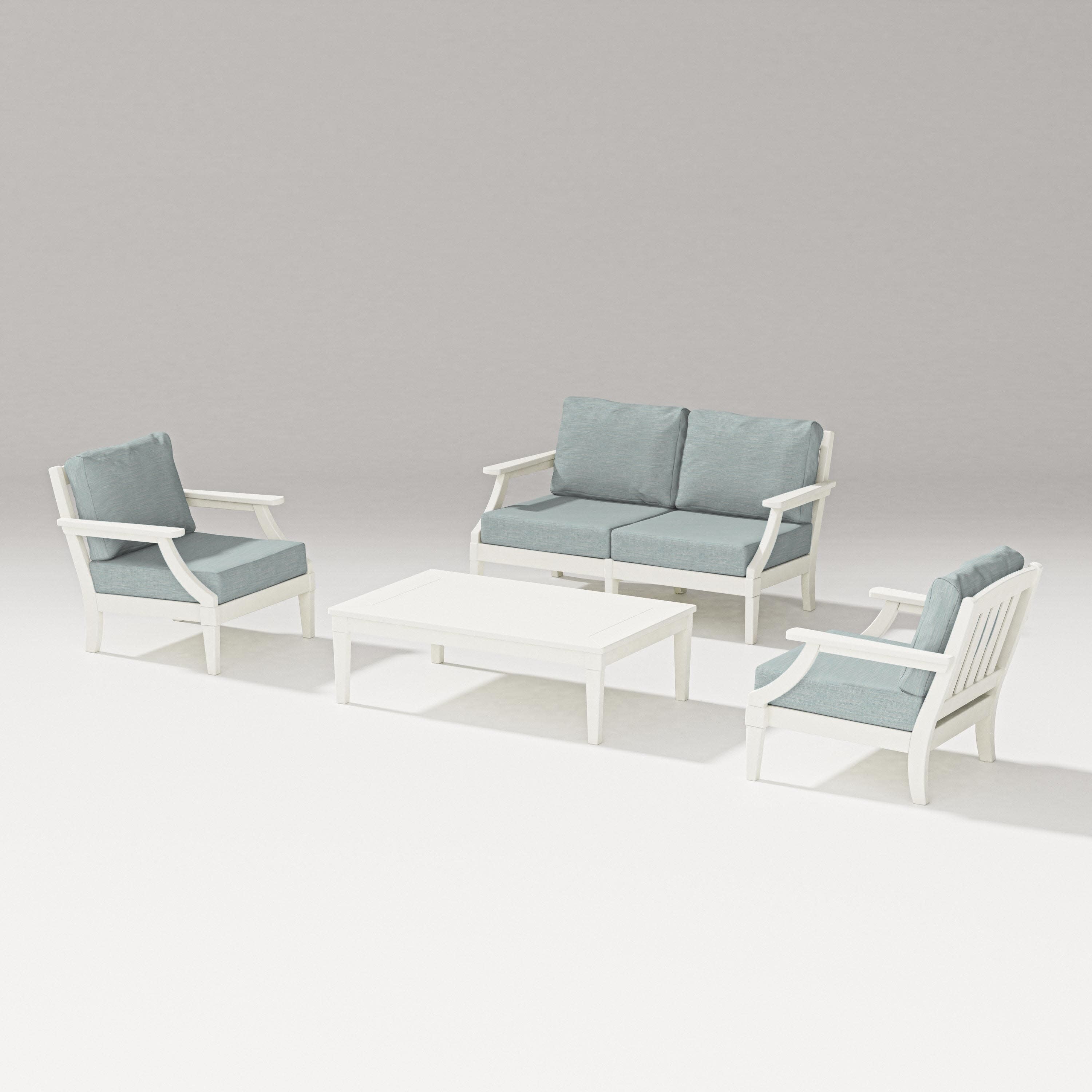 Estate Lounge 4-Piece Loveseat Set in Vintage White / Soothe Mist