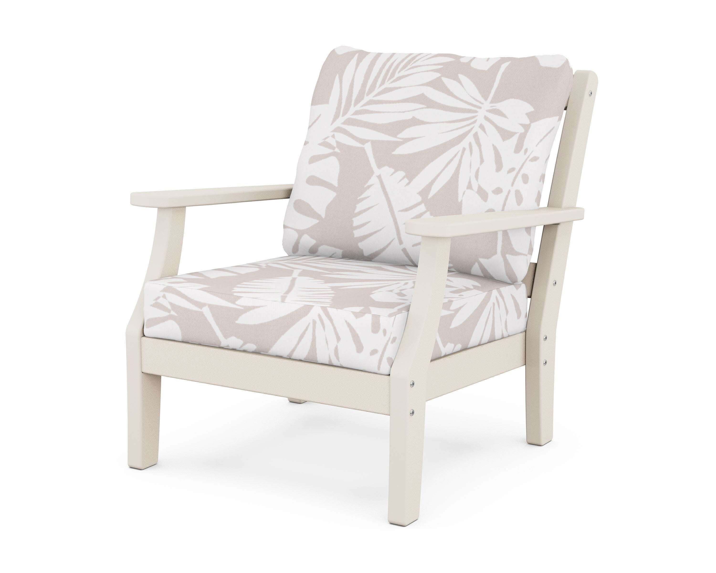 Chinoiserie Deep Seating Chair in Sand / Leaf Dune Burlap