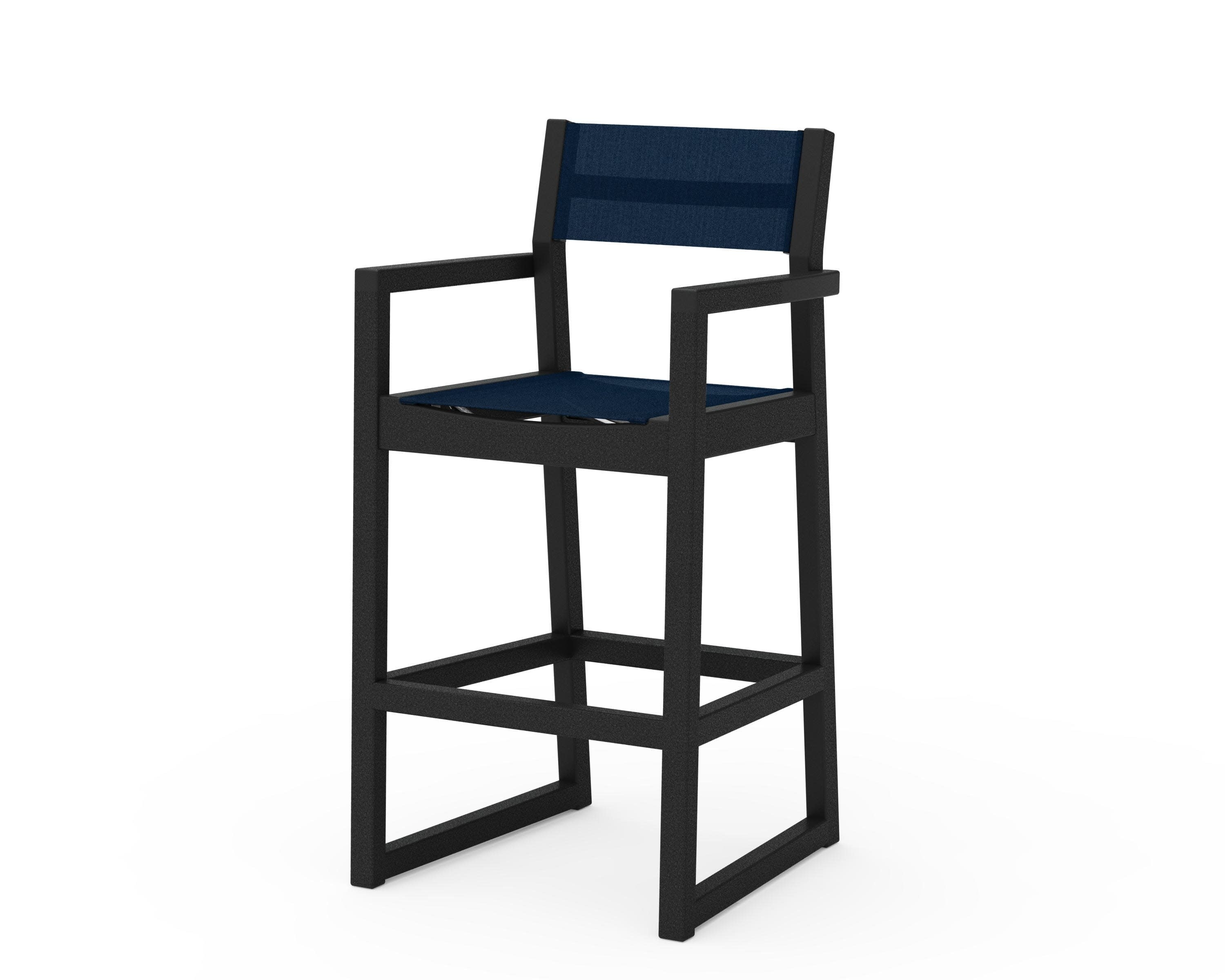 EDGE Sling Bar Arm Chair in Black / Navy Blue Sling