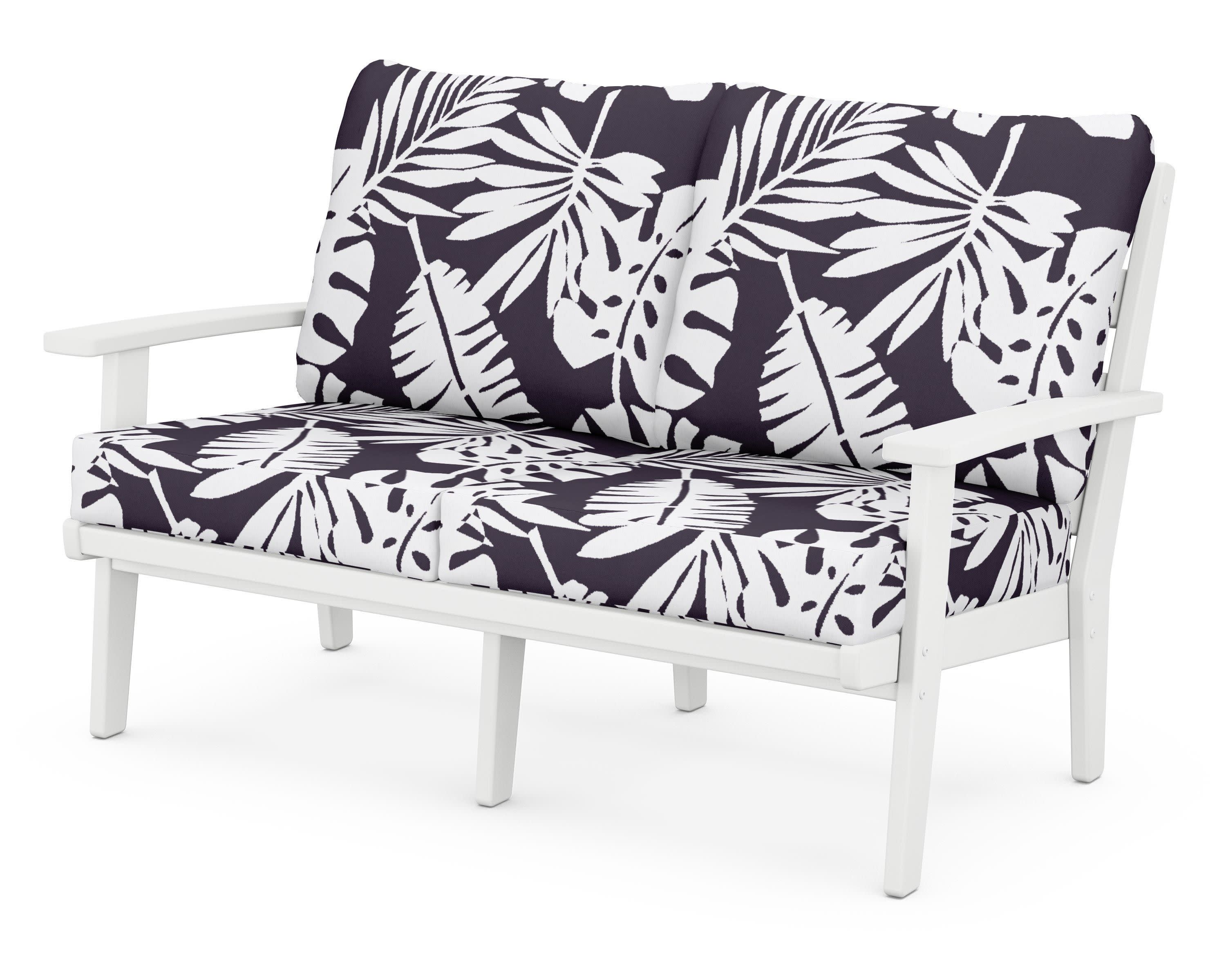 Grant Park Deep Seating Loveseat in White / Leaf Navy