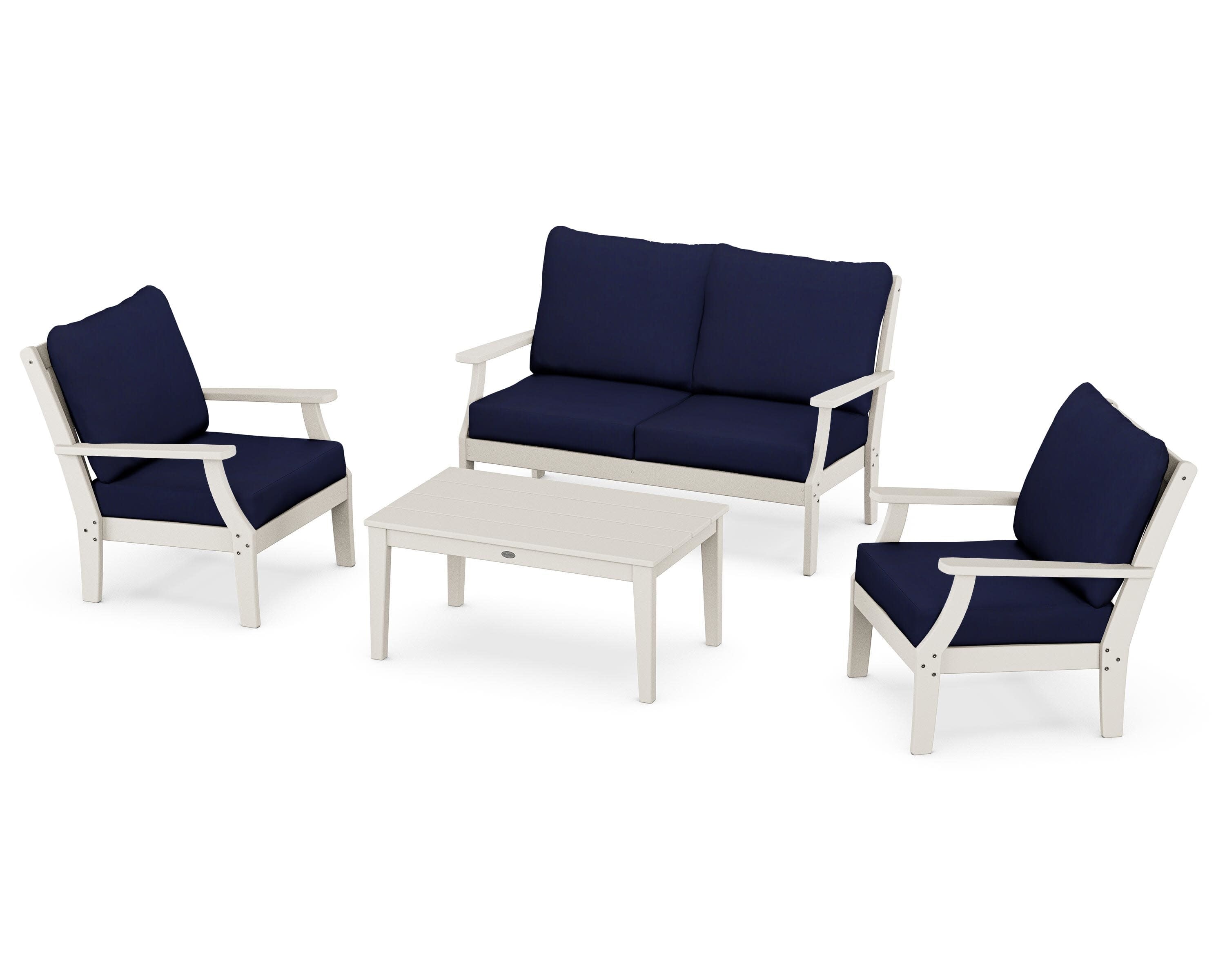 Braxton 4-Piece Deep Seating Chair Set in Sand / Navy
