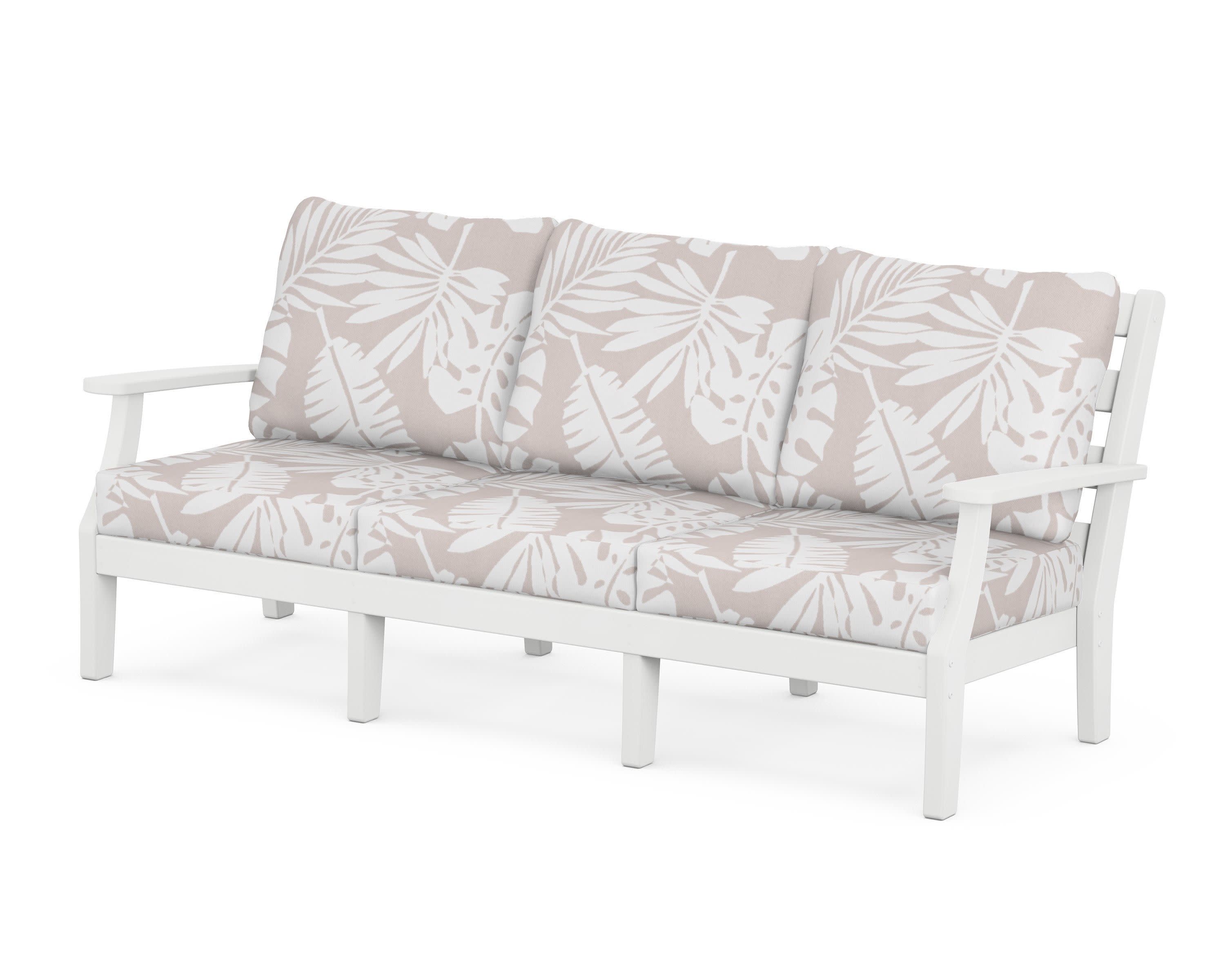 Chesapeake Deep Seating Sofa in White / Leaf Dune Burlap