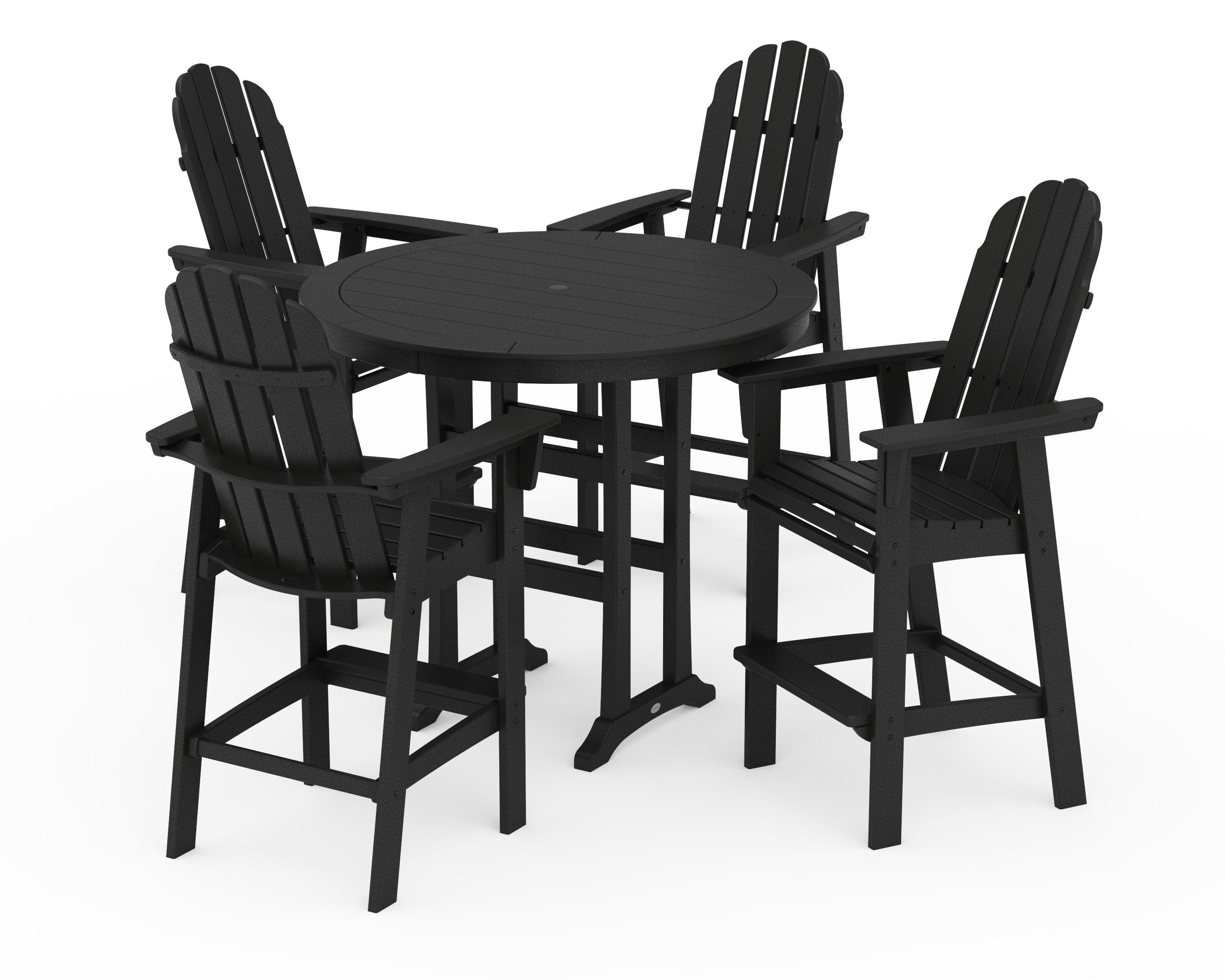 Vineyard Curveback Adirondack 5-Piece Nautical Trestle Bar Set in Black