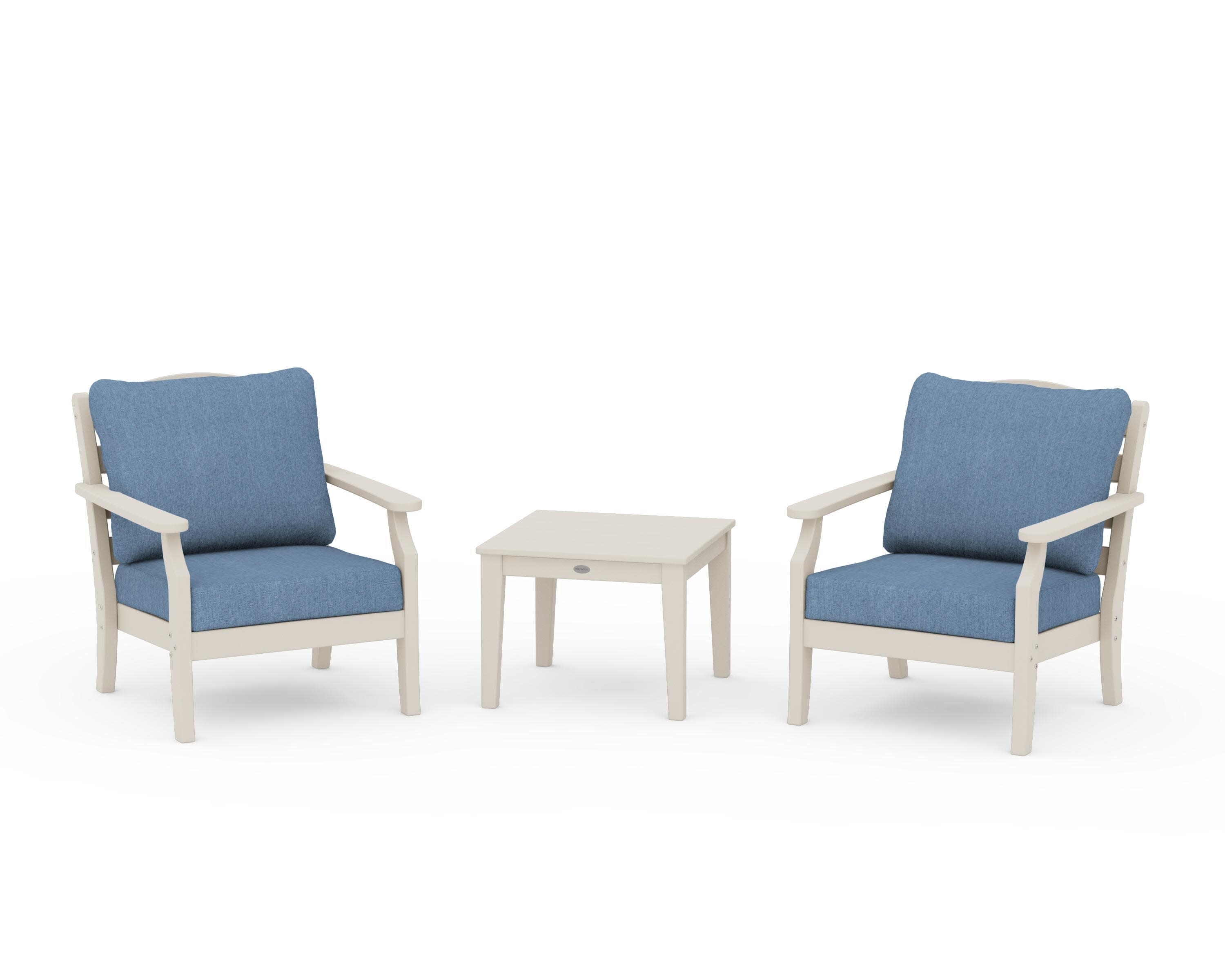 Savannah 3-Piece Deep Seating Set in Sand / Sky Blue