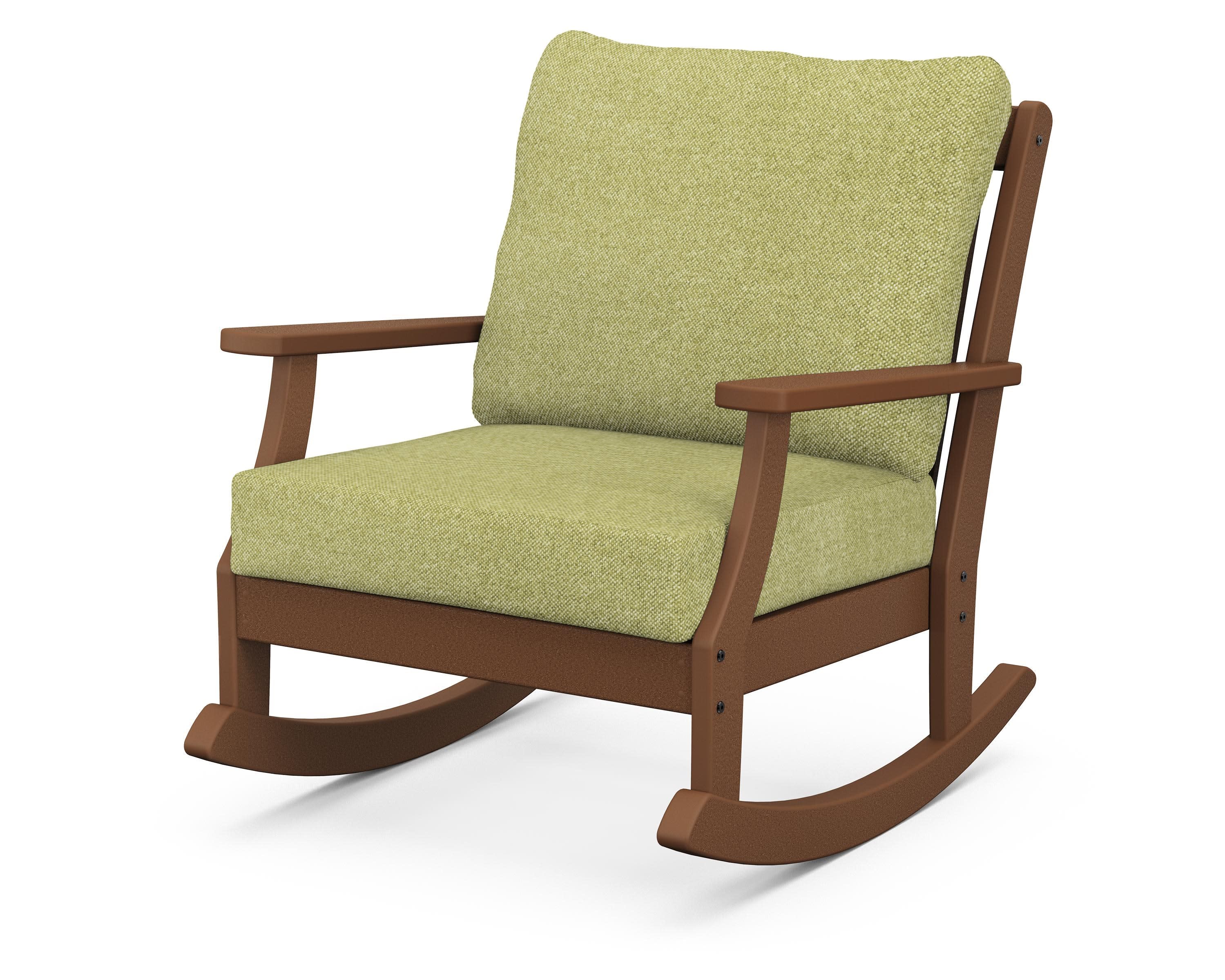 Braxton Deep Seating Rocking Chair in Teak / Chartreuse Boucle
