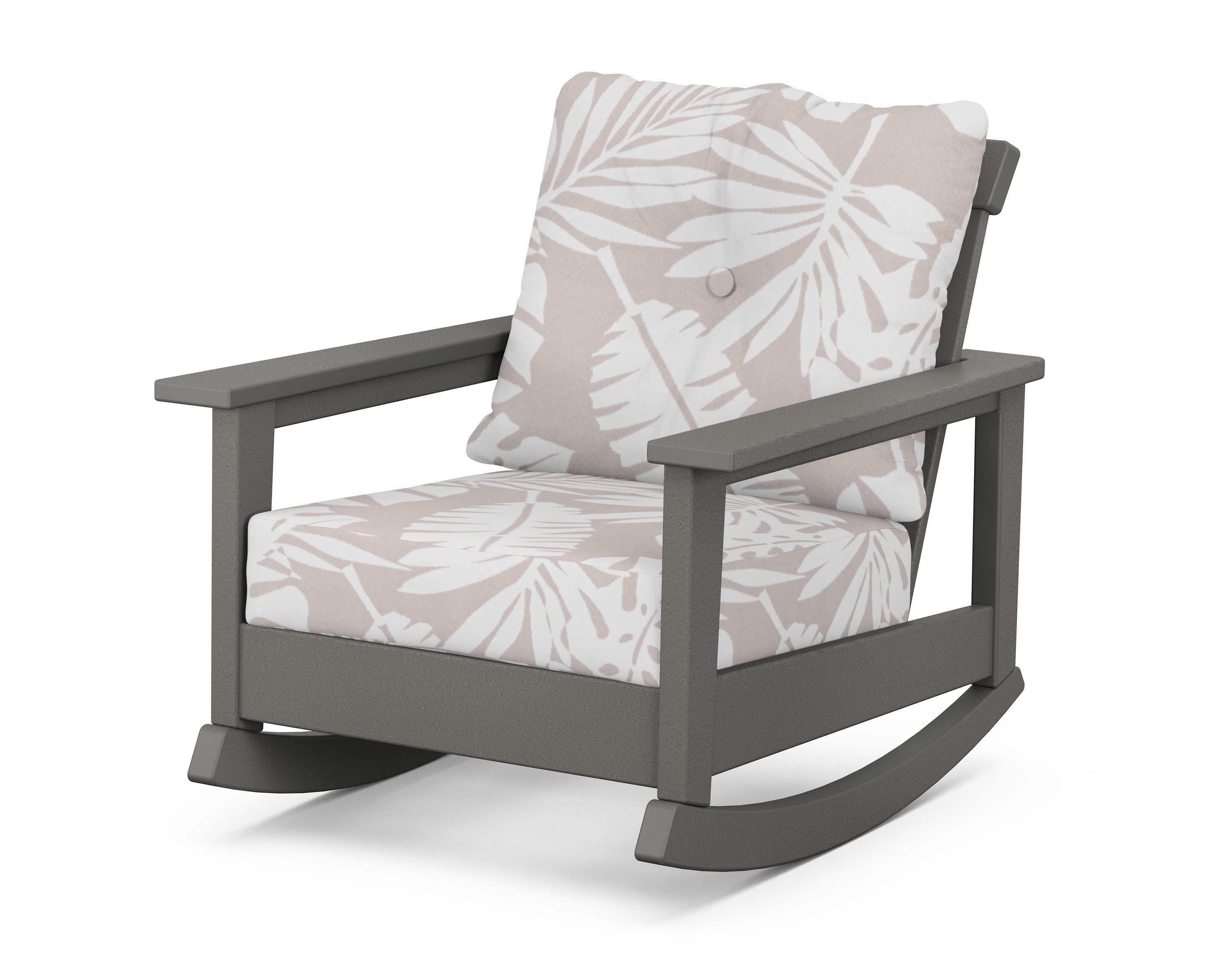 Prescott Deep Seating Rocking Chair in Slate Grey / Leaf Dune Burlap