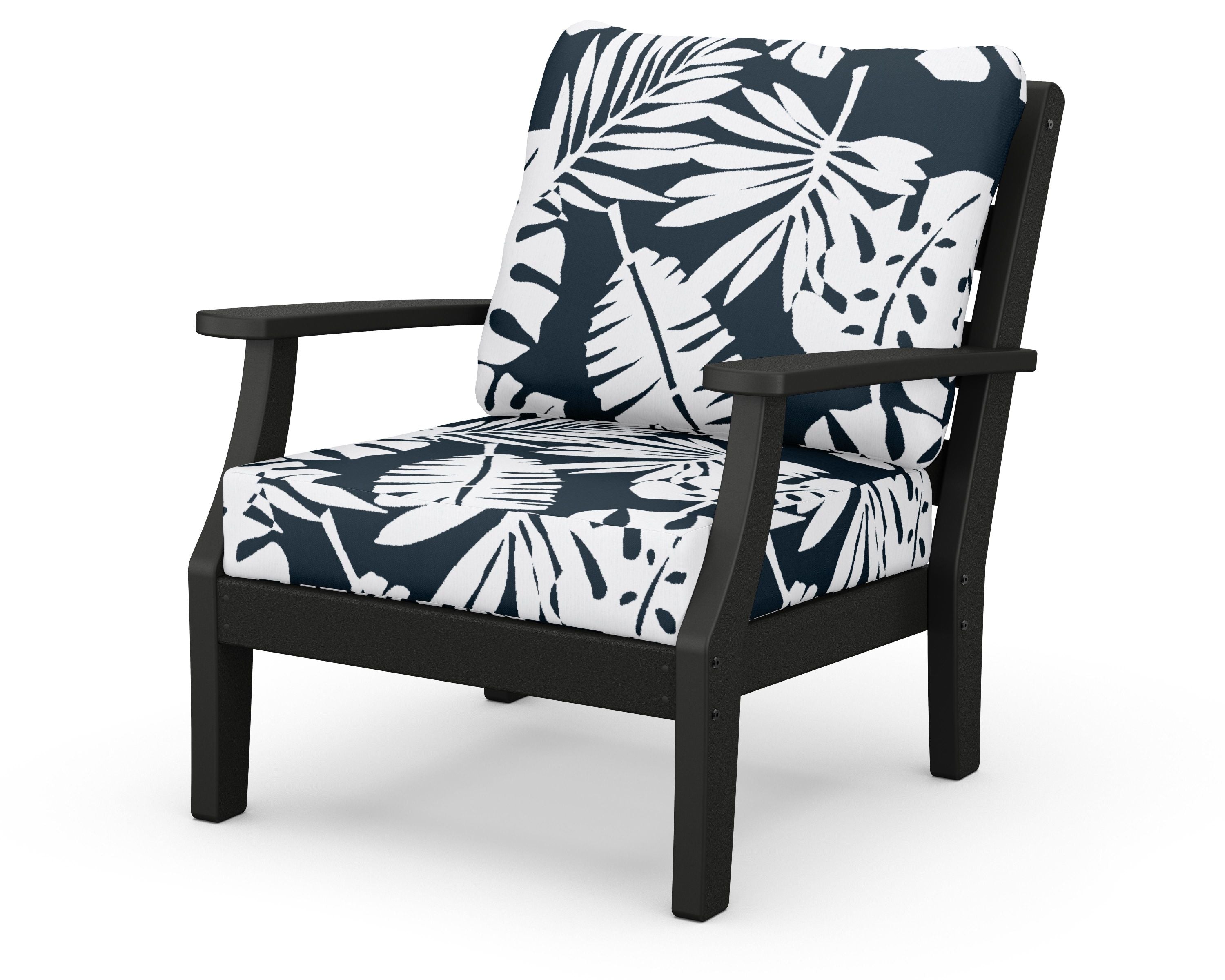 Chesapeake Deep Seating Chair in Black / Leaf Marine Indigo