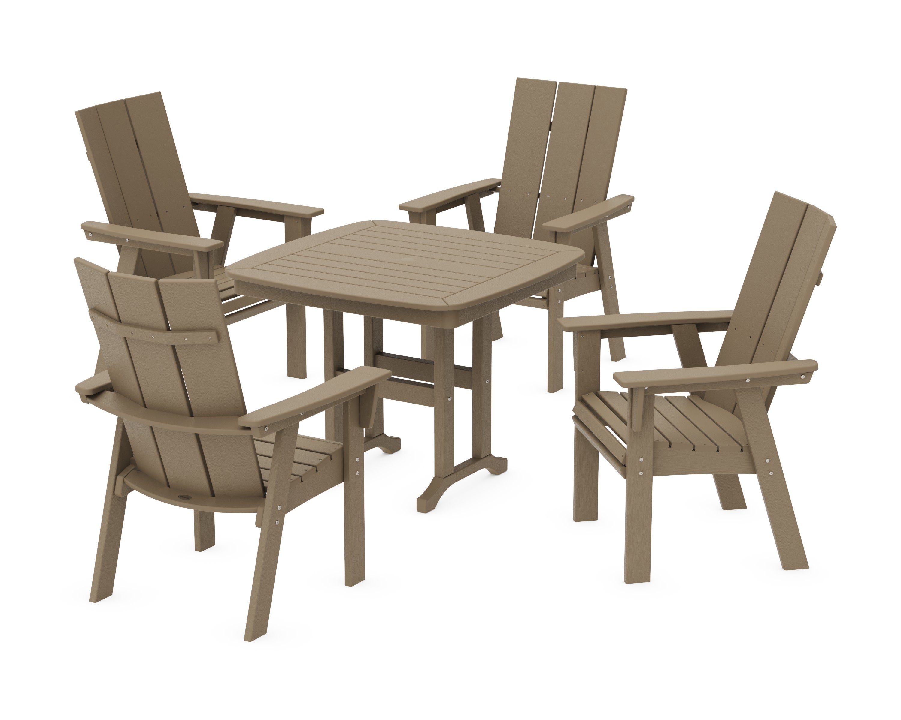 Modern Curveback Adirondack 5-Piece Dining Set in Vintage Sahara