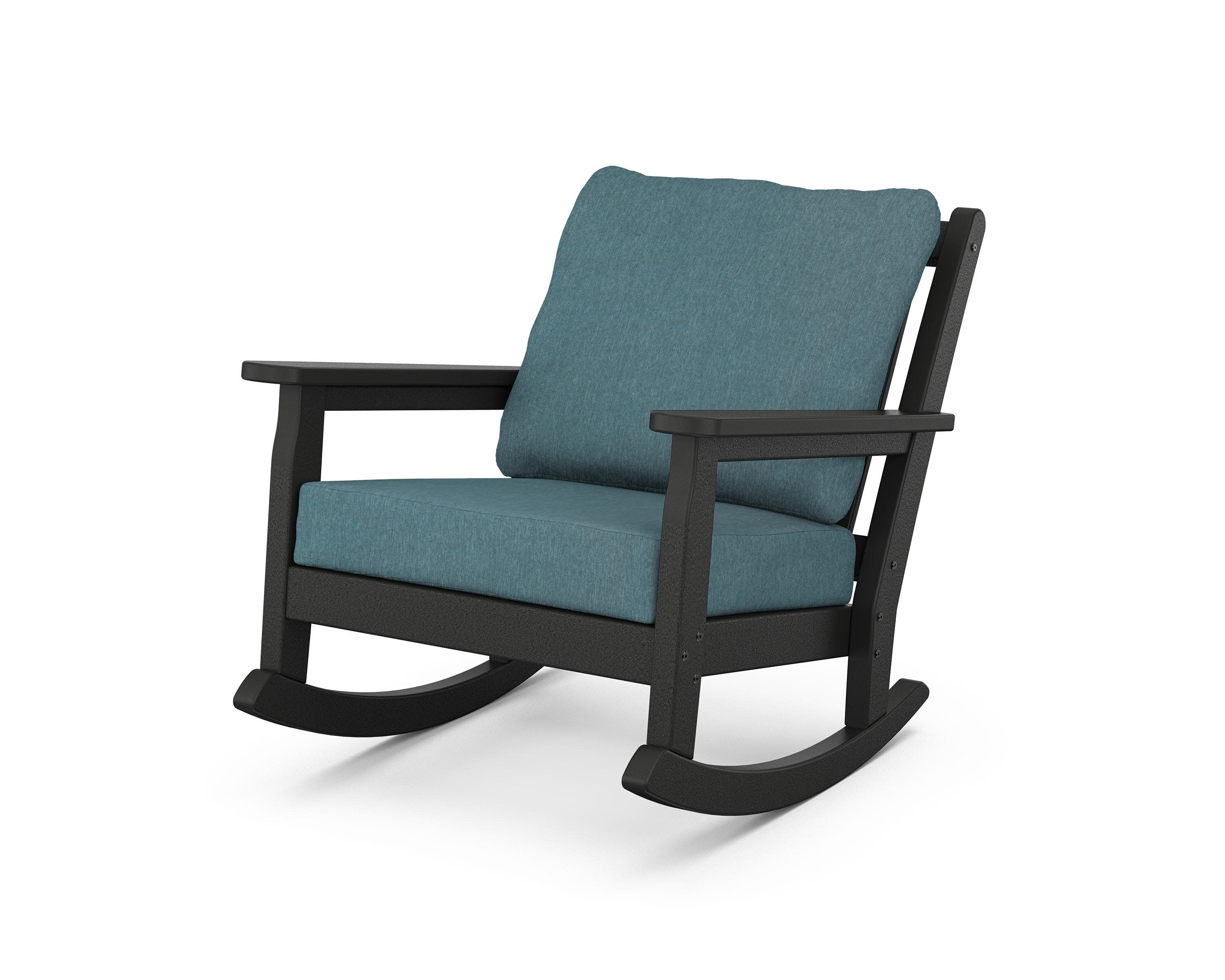 Chippendale Deep Seating Rocking Chair in Black / Ocean Teal