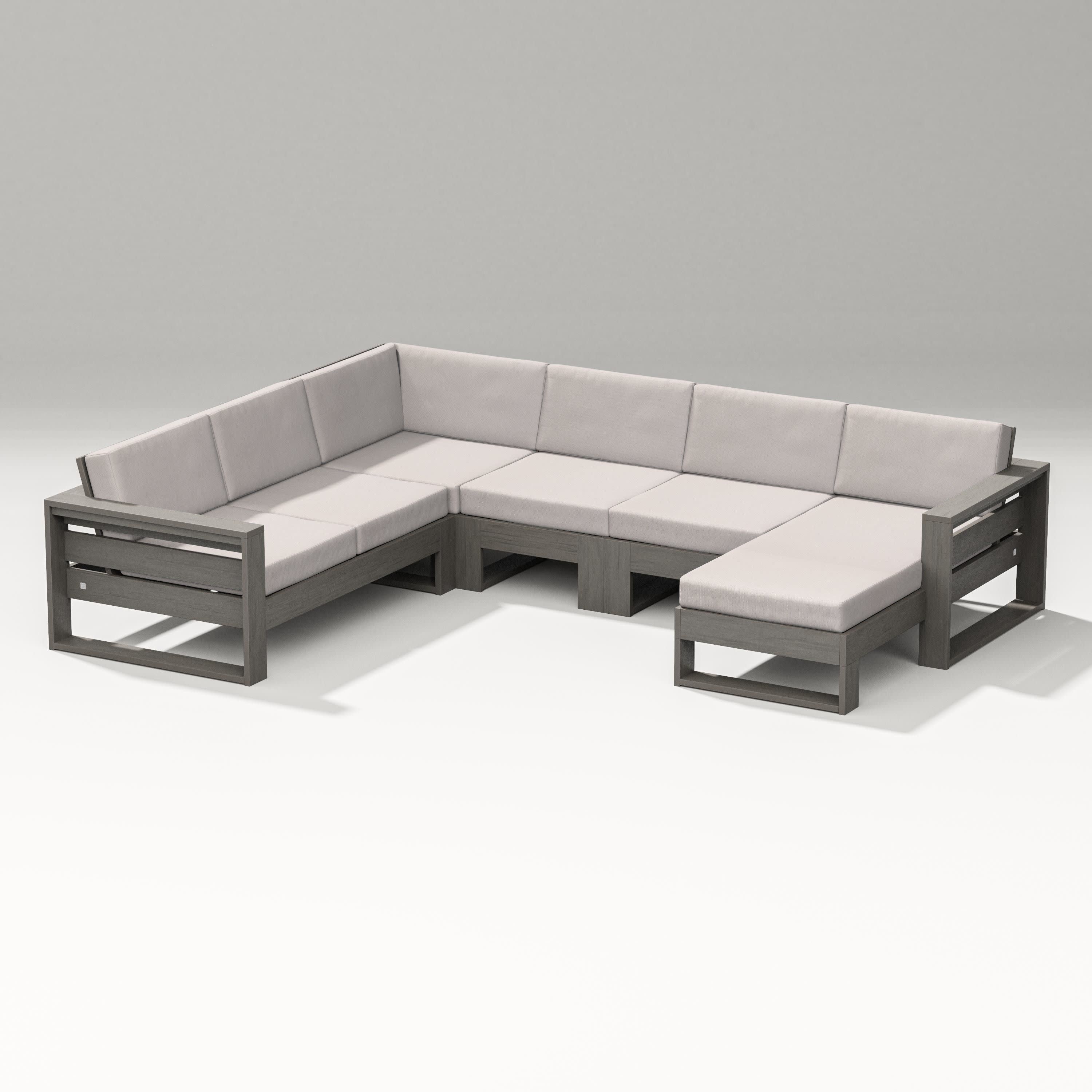Latitude Corner Sectional with Right Chaise in Driftwood / Dune Burlap