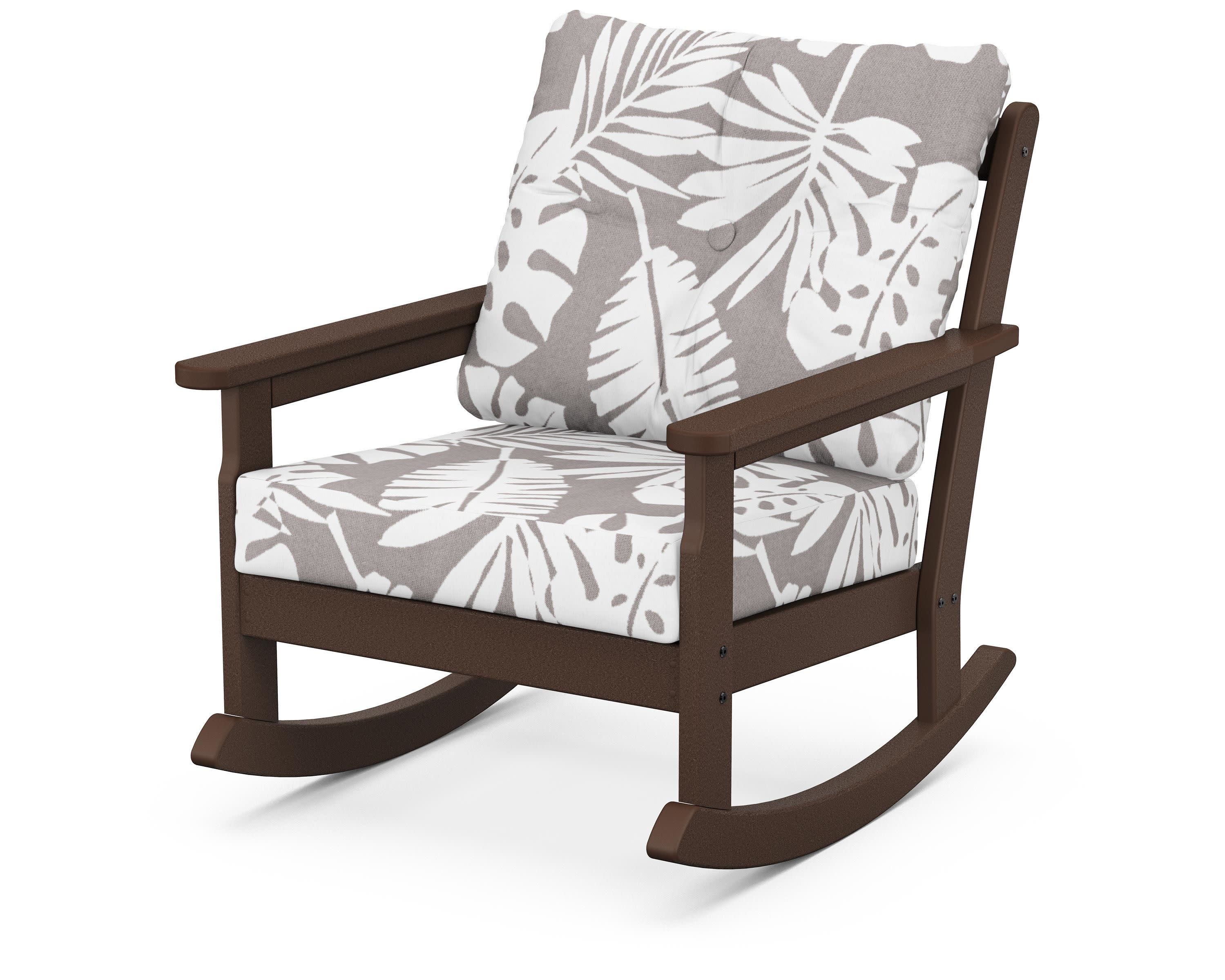 Vineyard Deep Seating Rocking Chair in Mahogany / Leaf Grey Mist