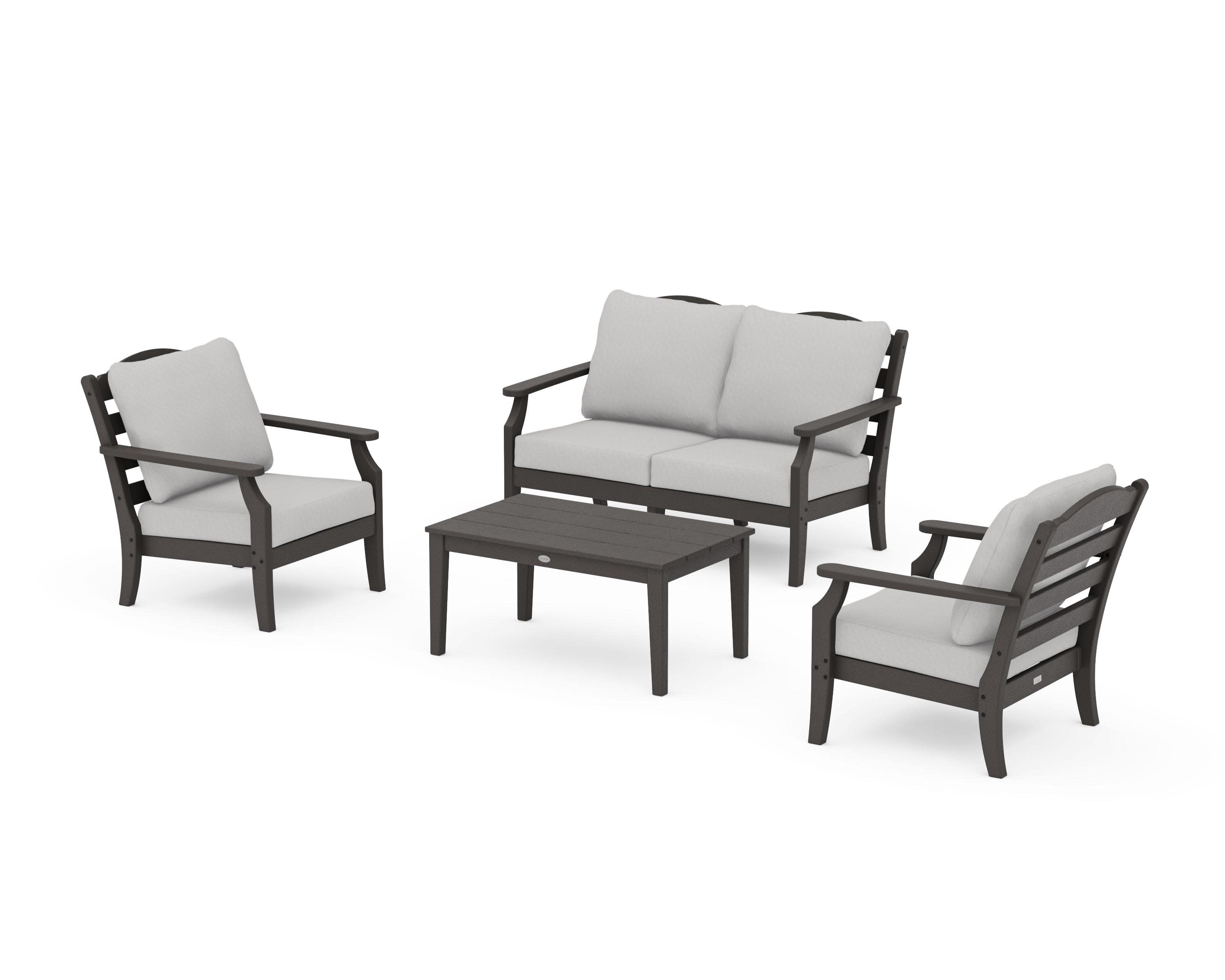 Savannah 4-Piece Deep Seating Set with Loveseat in Vintage Coffee / Diamond in the Rough