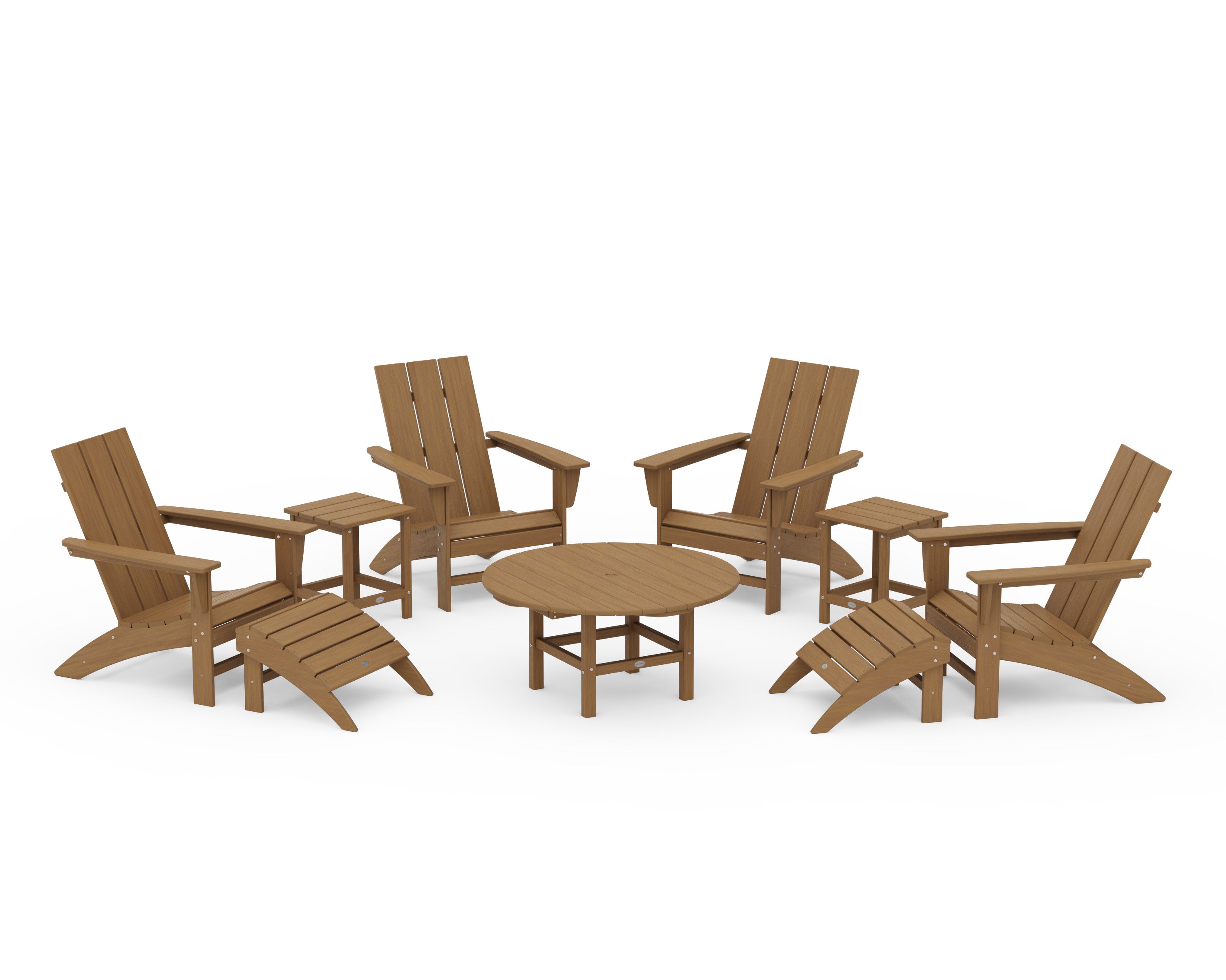 Modern Adirondack Chair 9-Piece Conversation Set in Natural