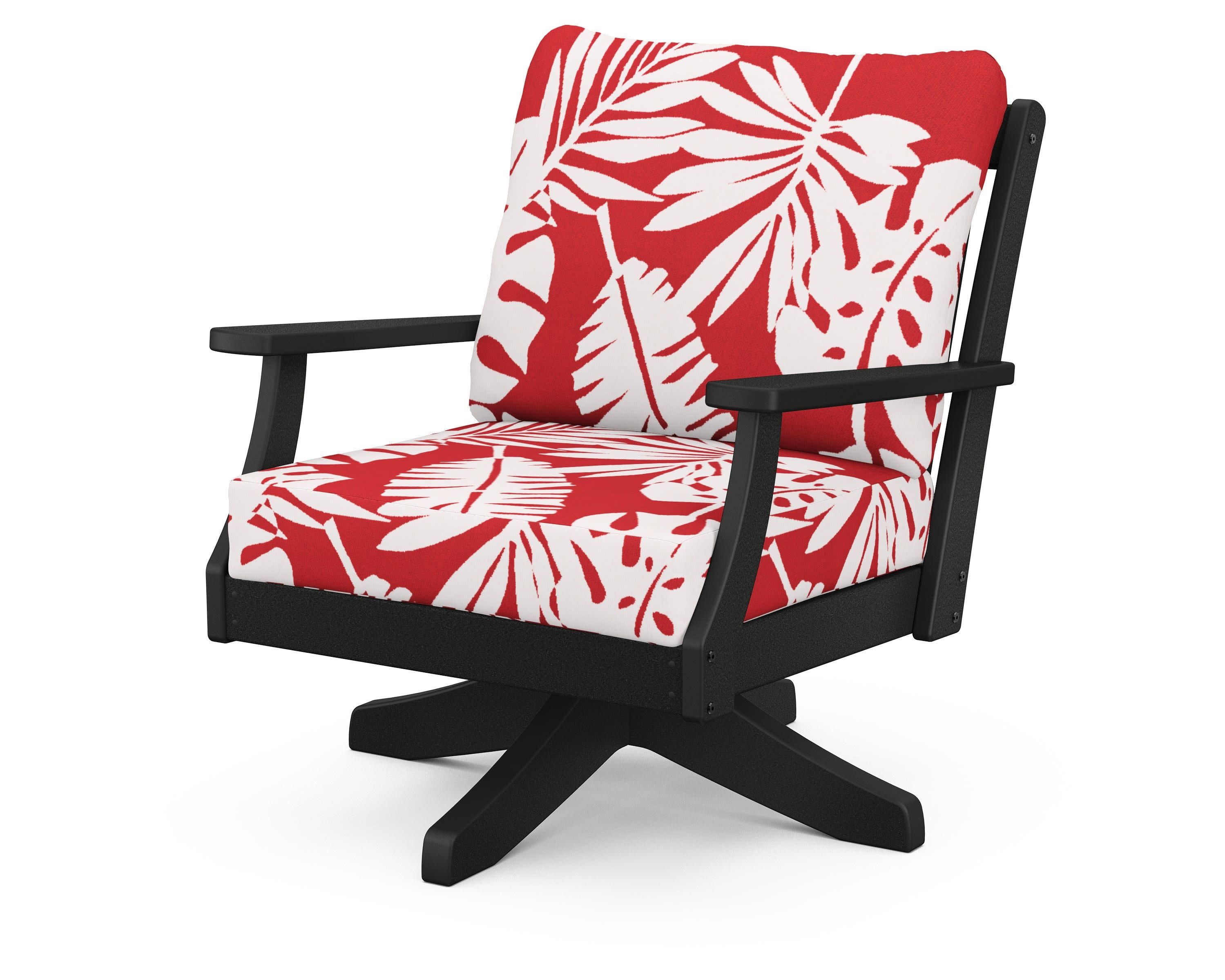 Braxton Deep Seating Swivel Chair in Black / Leaf Crimson